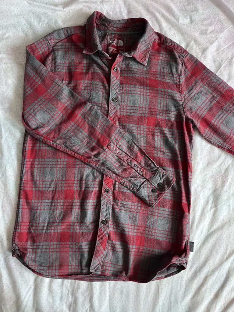 The North Face Red Grey Plaid Long Sleeve Shirt Medium mens