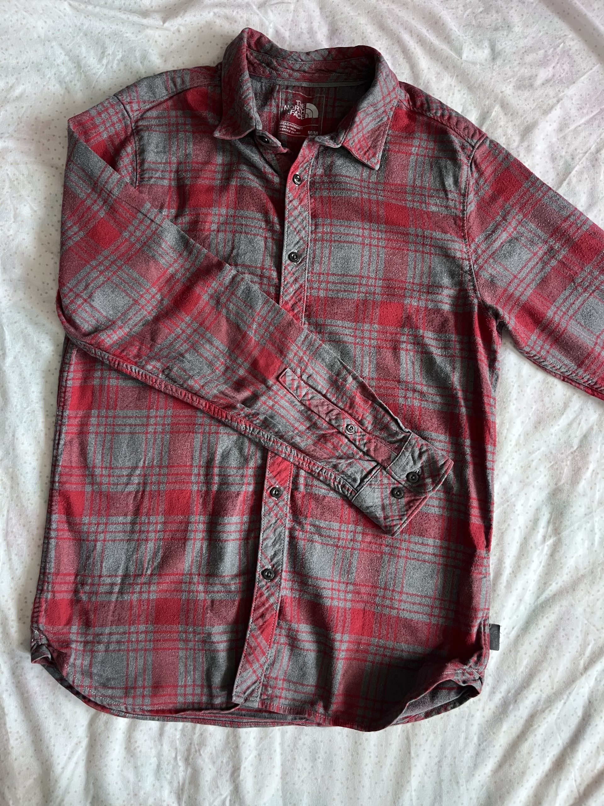 The North Face Red Grey Plaid Long Sleeve Shirt Medium mens