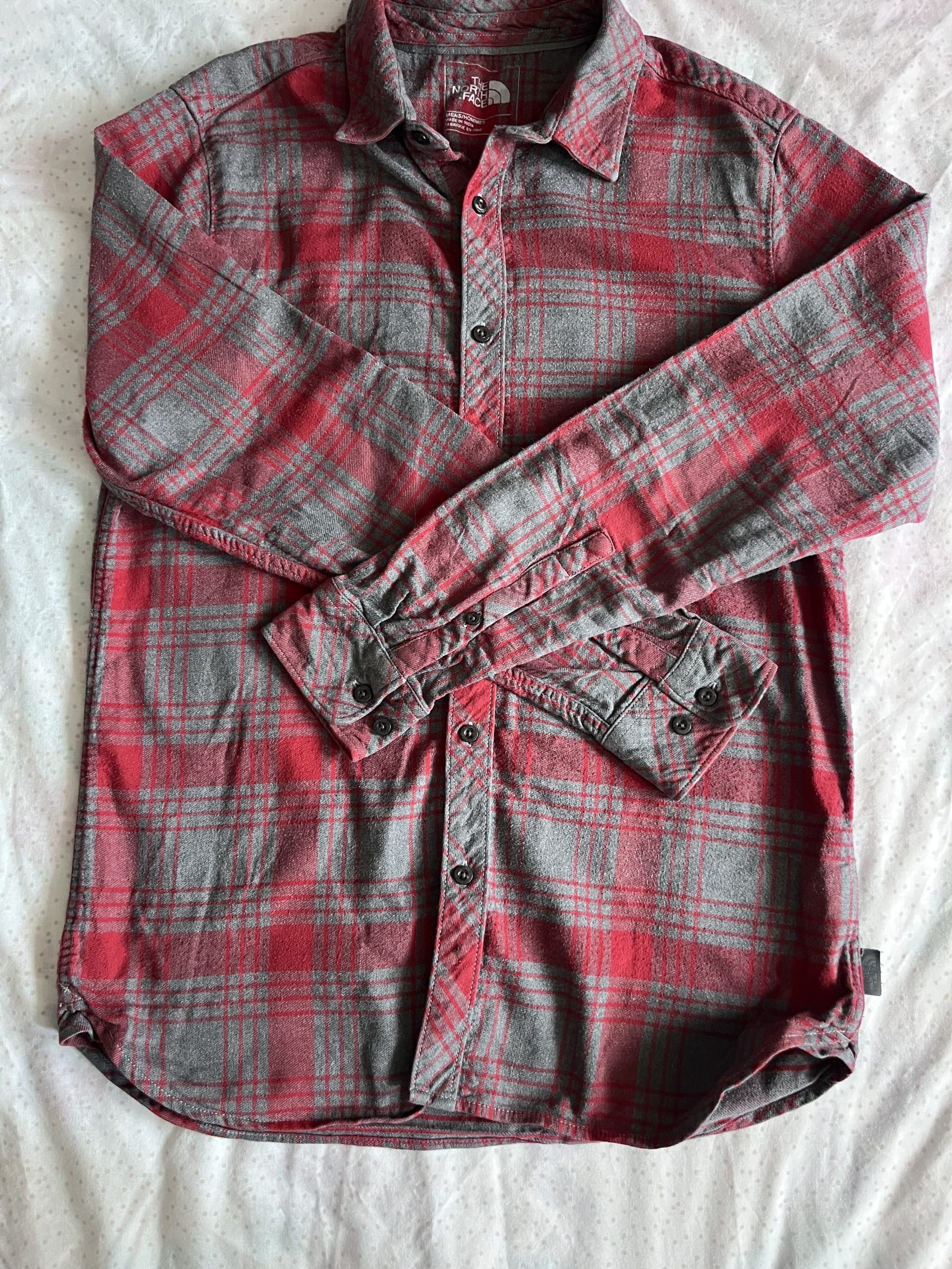 The North Face Red Grey Plaid Long Sleeve Shirt Medium mens image 2