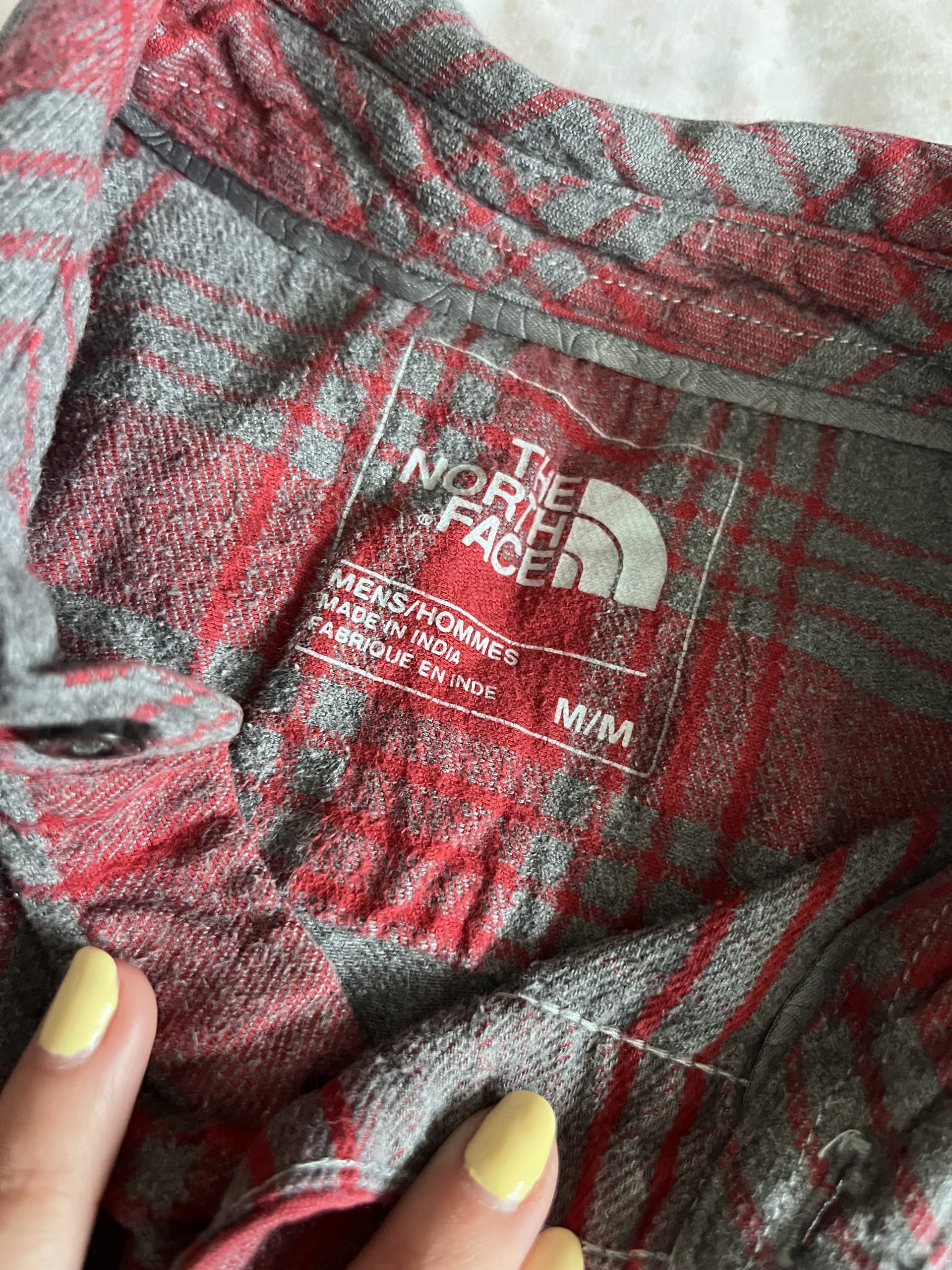 The North Face Red Grey Plaid Long Sleeve Shirt Medium mens image 3