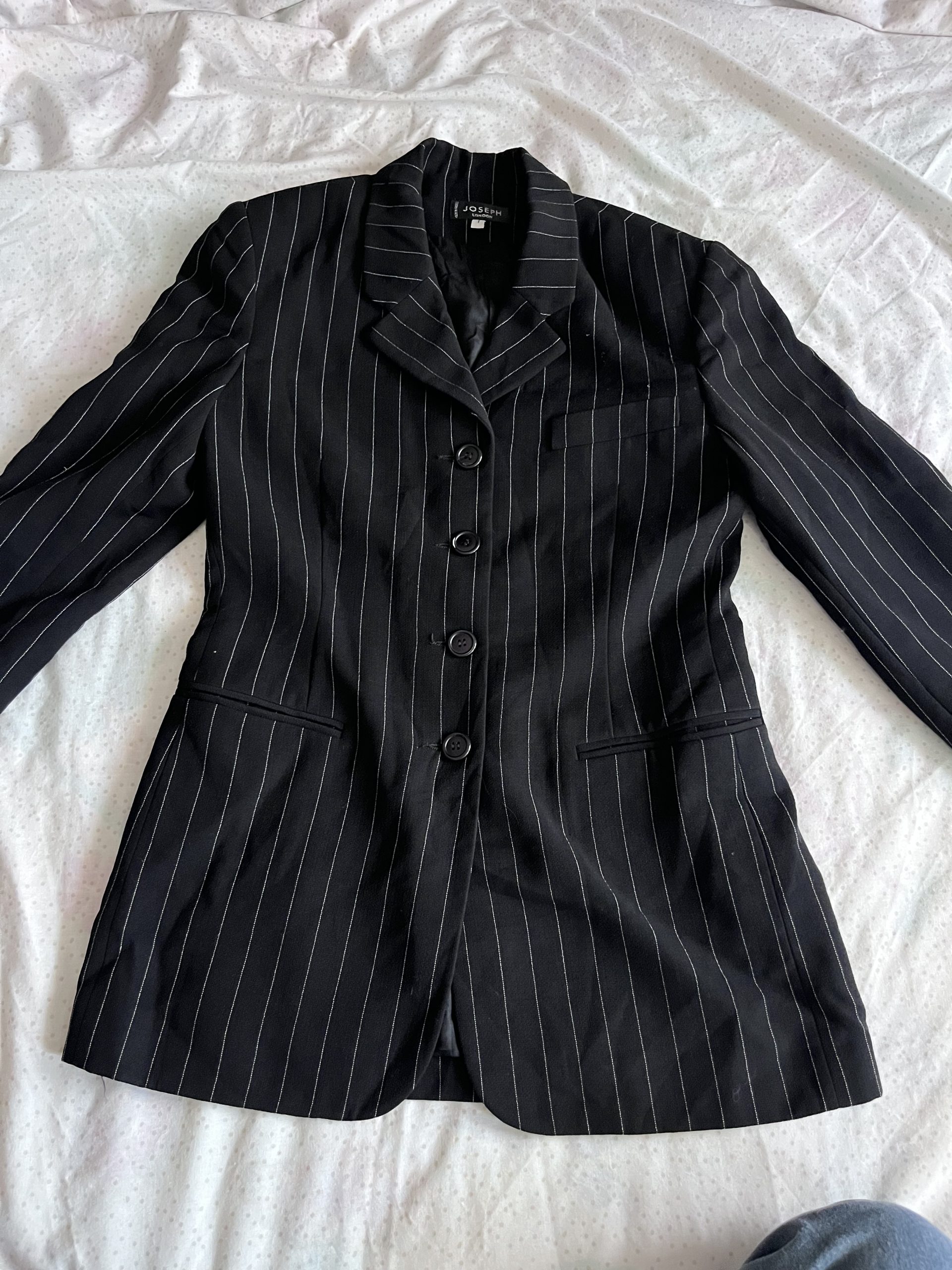 Joseph London Womens Black Pinstripe Blazer UK 8-10 Button Front