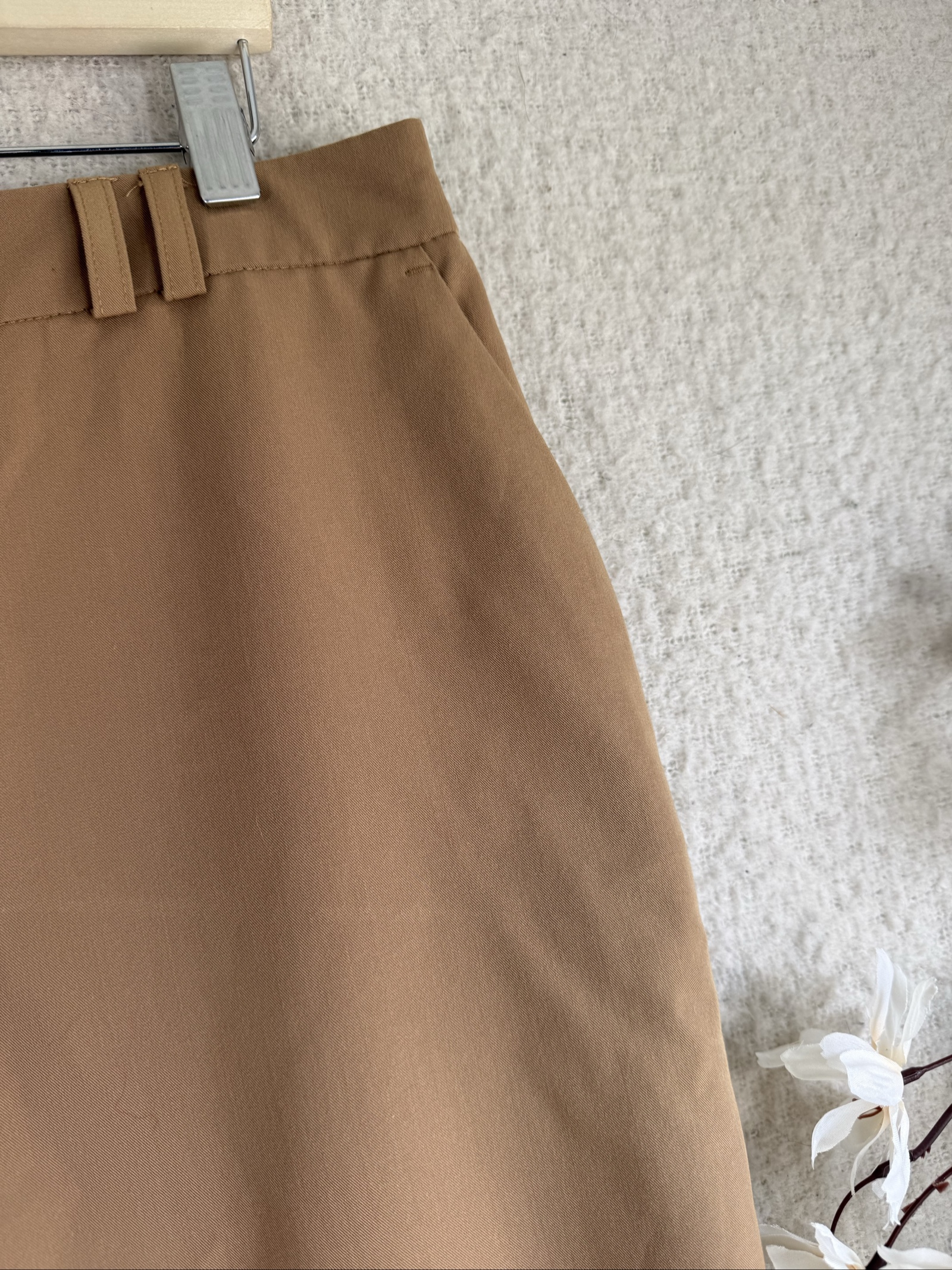 Dorothy Perkins Camel Cotton Blend Straight Leg Trousers UK 16 Work Pants image 2