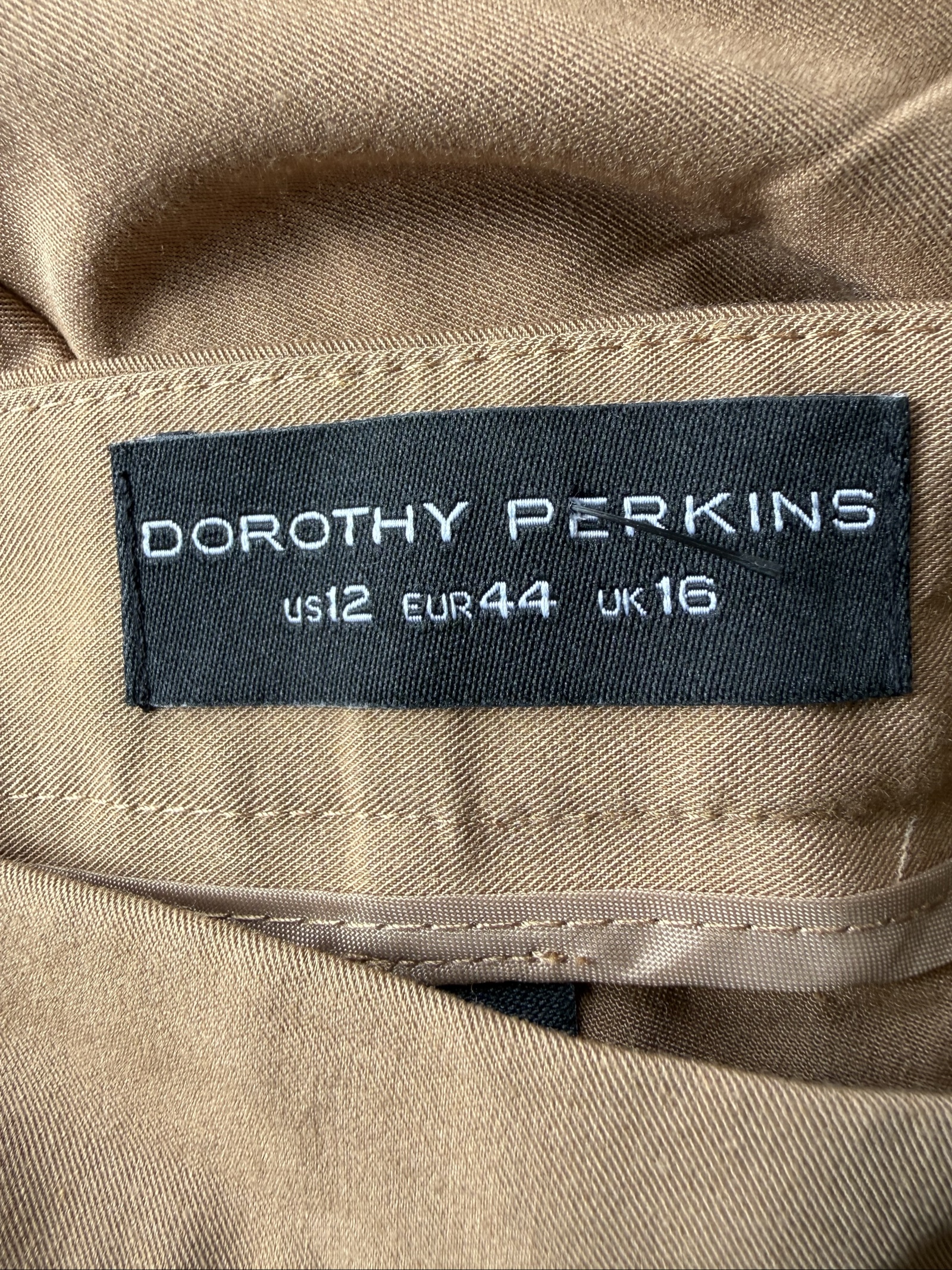 Dorothy Perkins Camel Cotton Blend Straight Leg Trousers UK 16 Work Pants image 3