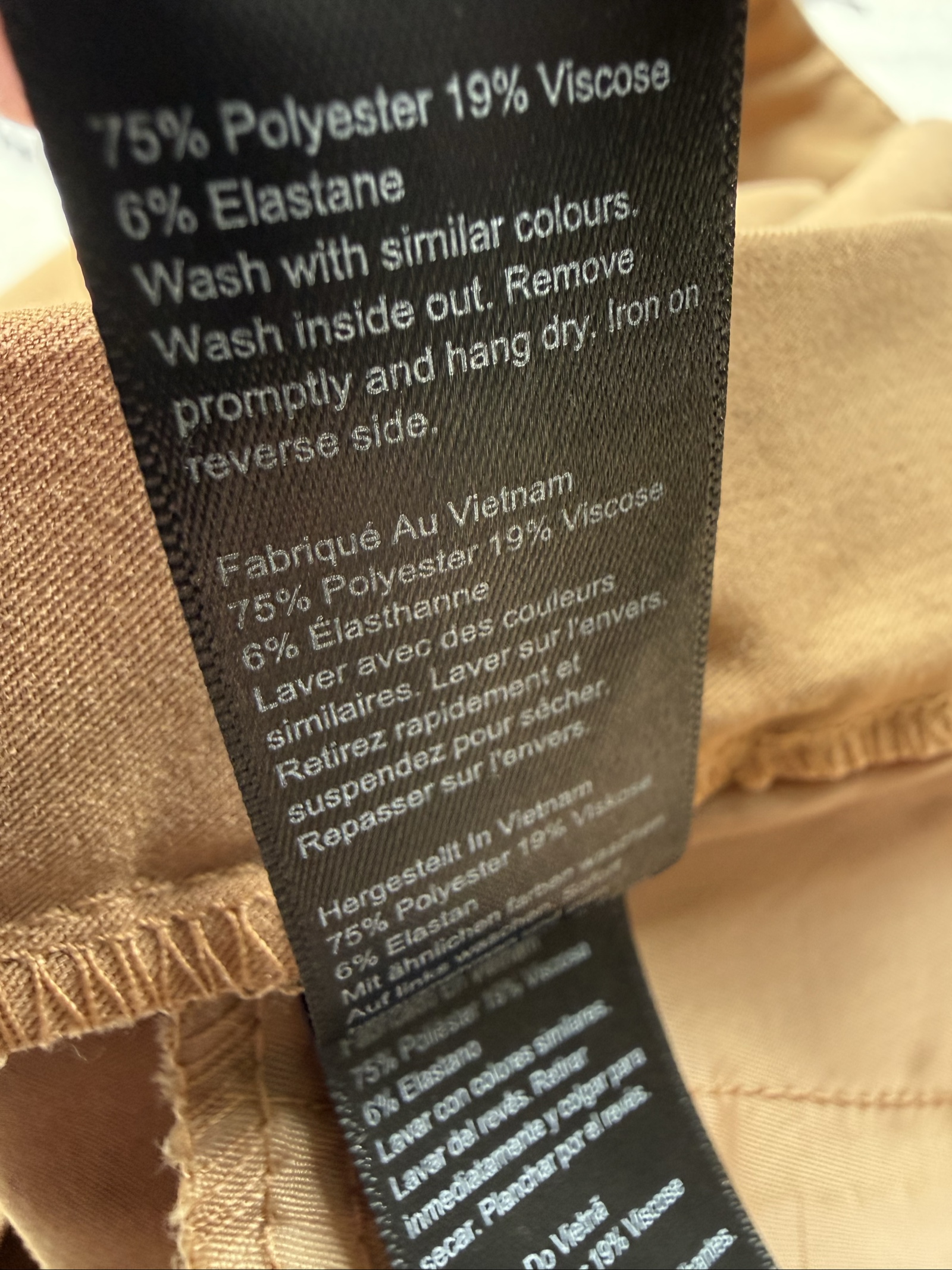 Dorothy Perkins Camel Cotton Blend Straight Leg Trousers UK 16 Work Pants image 7