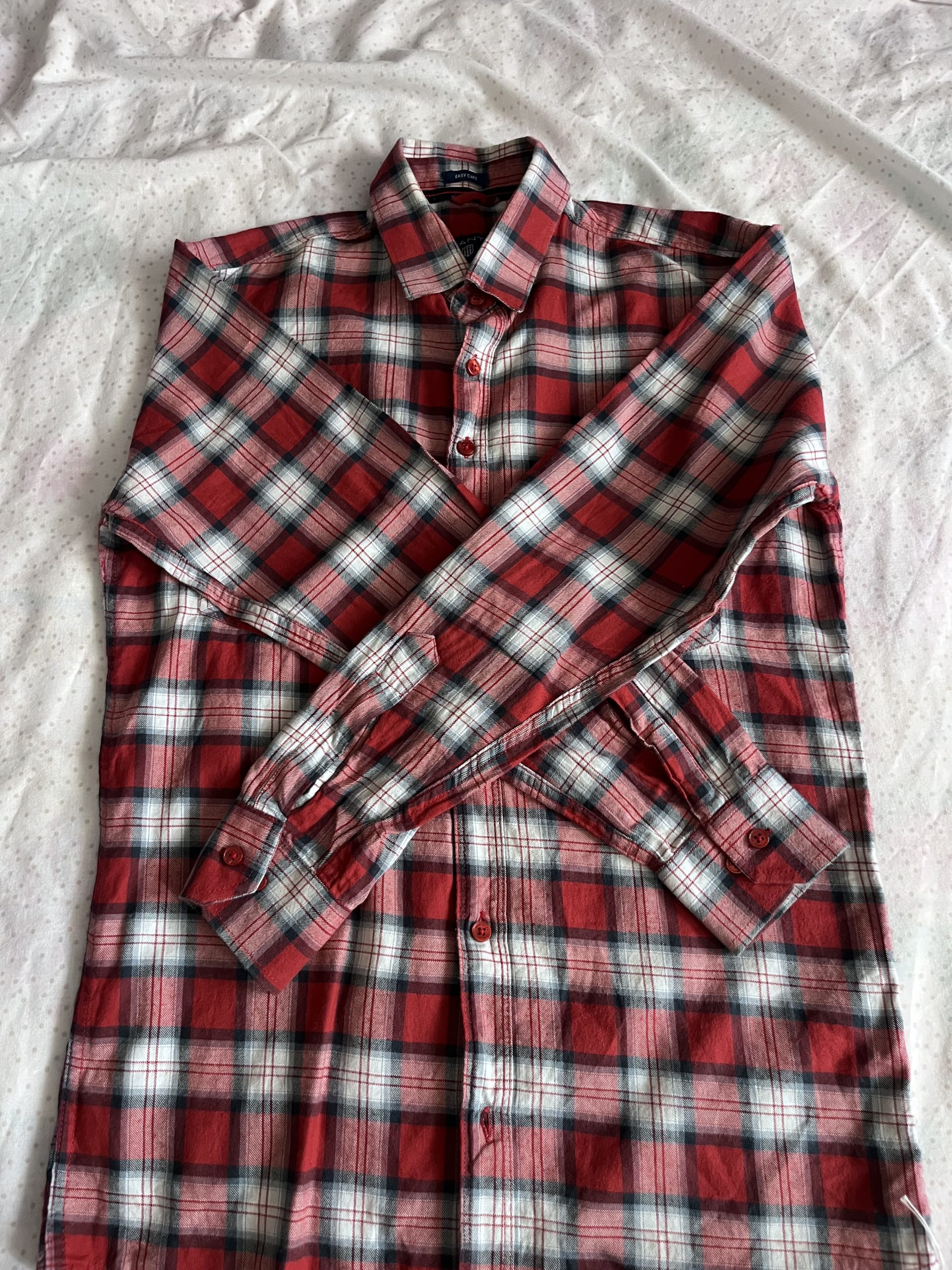 GANT Red & White Checked New Haven Oxford Shirt Medium Slim Fit