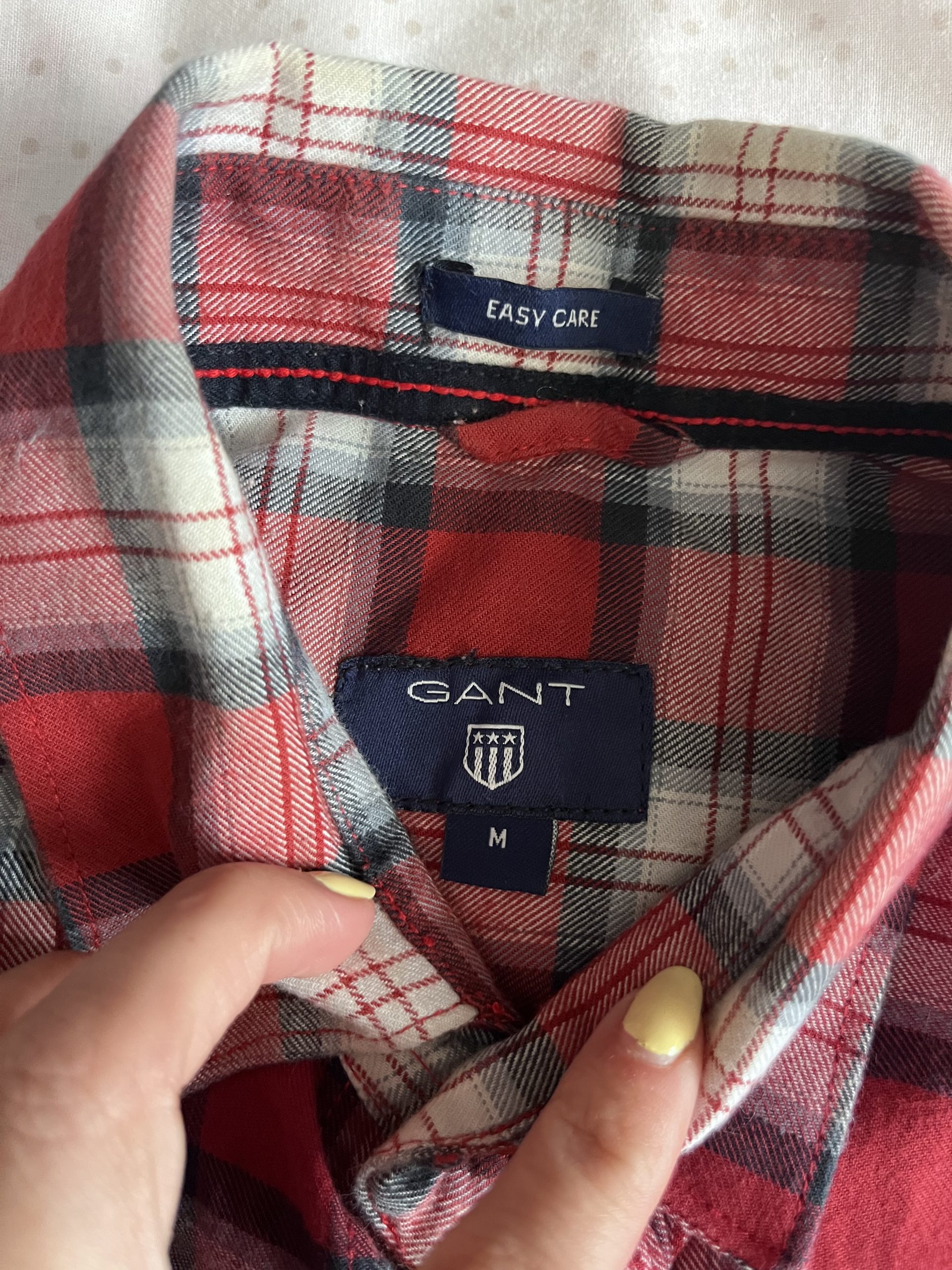 GANT Red & White Checked New Haven Oxford Shirt Medium Slim Fit image 3
