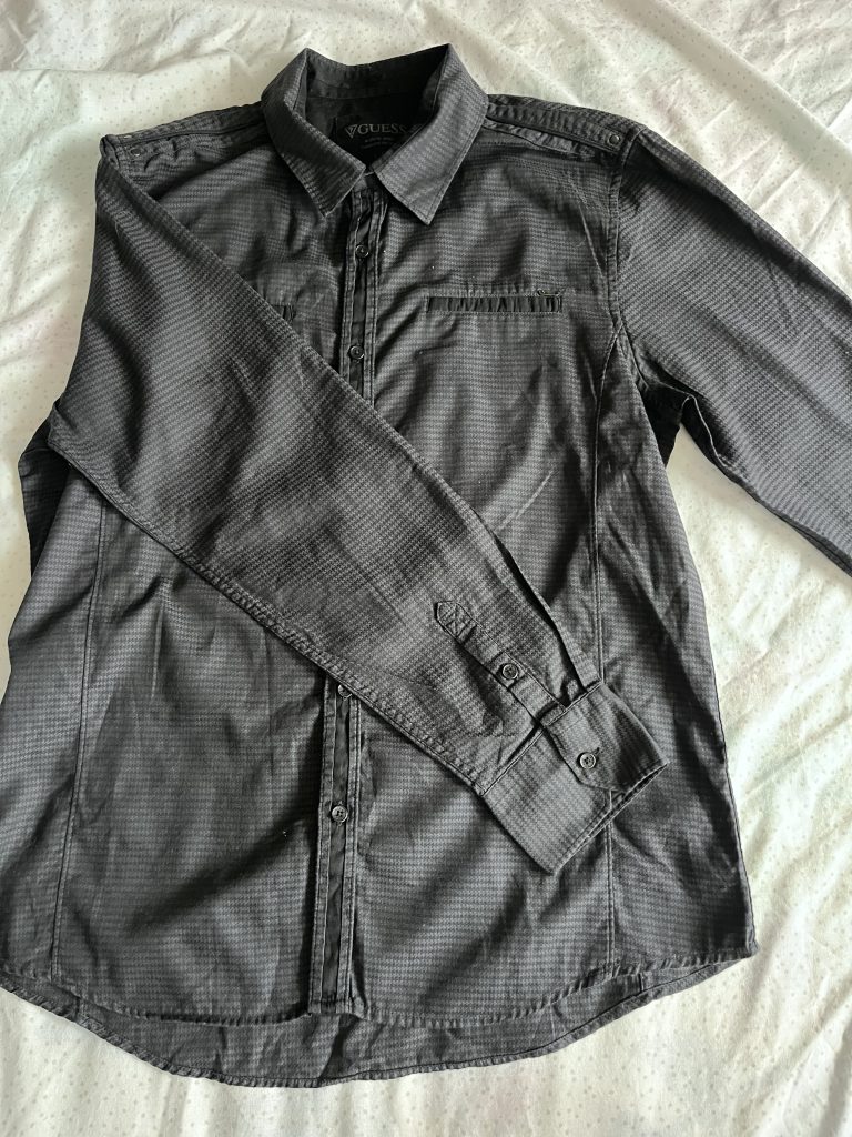 Guess Grey Slim Fit Checked Shirt Large L