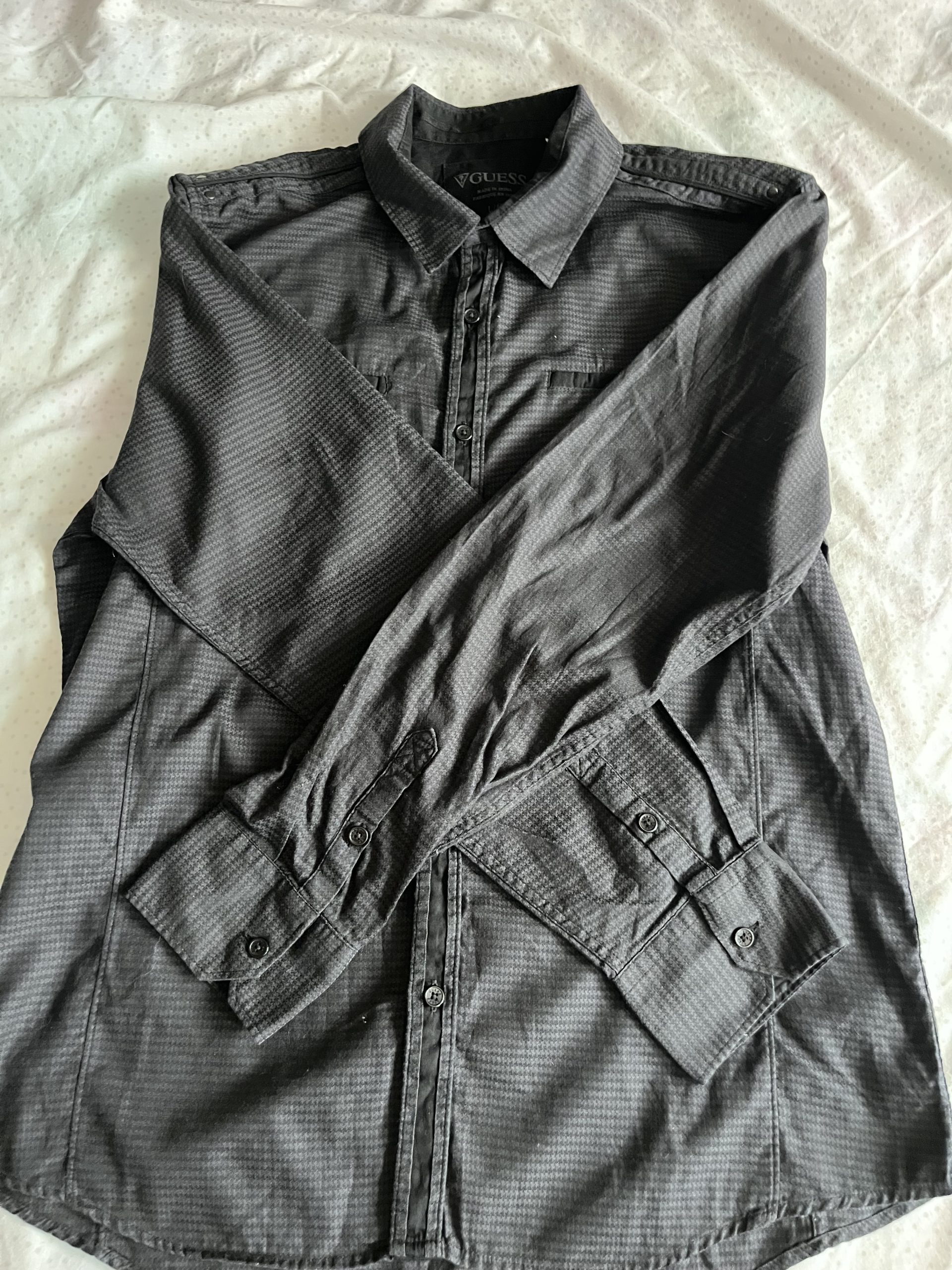 Guess Grey Slim Fit Checked Shirt Large L image 2