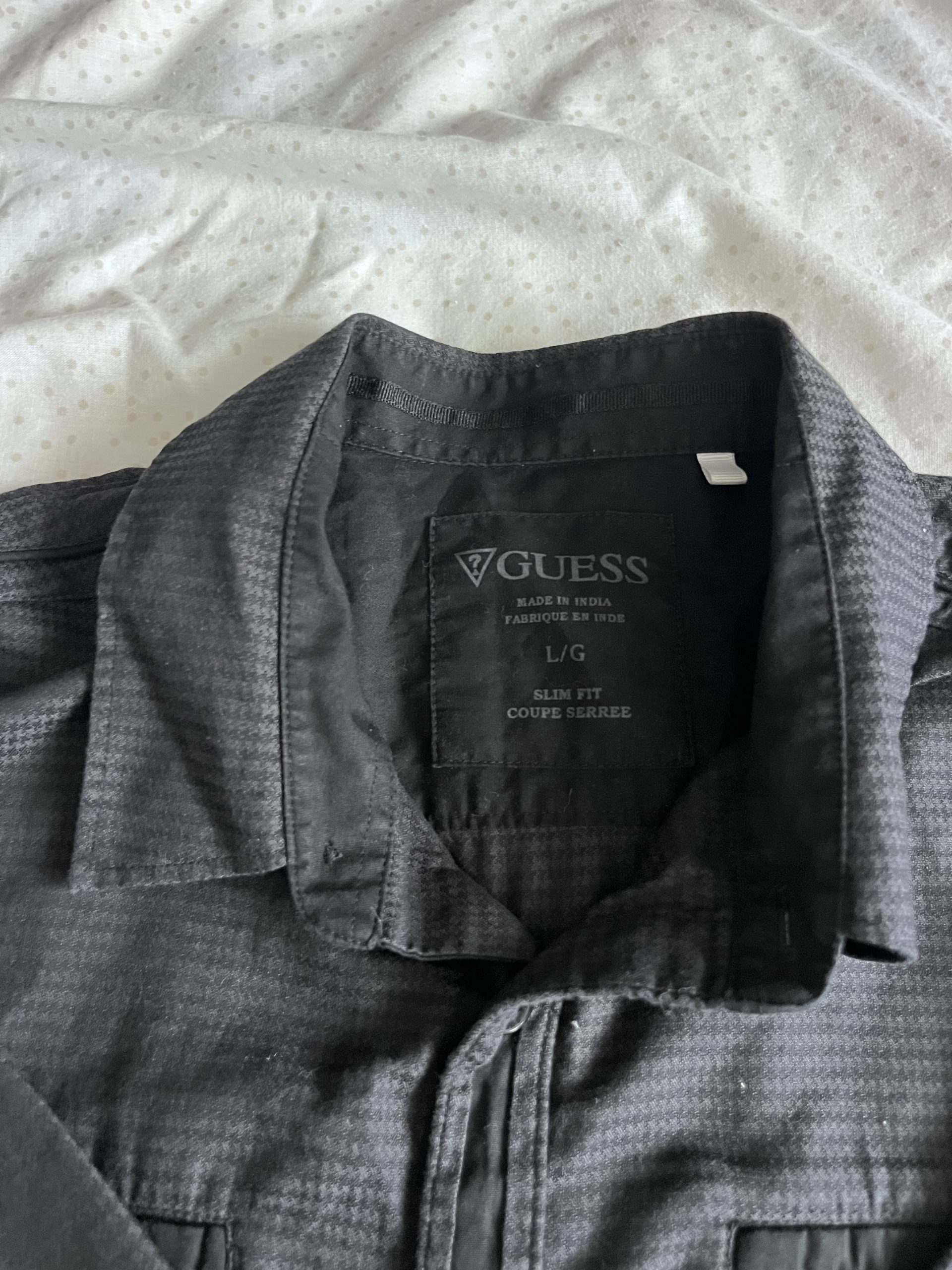 Guess Grey Slim Fit Checked Shirt Large L image 3