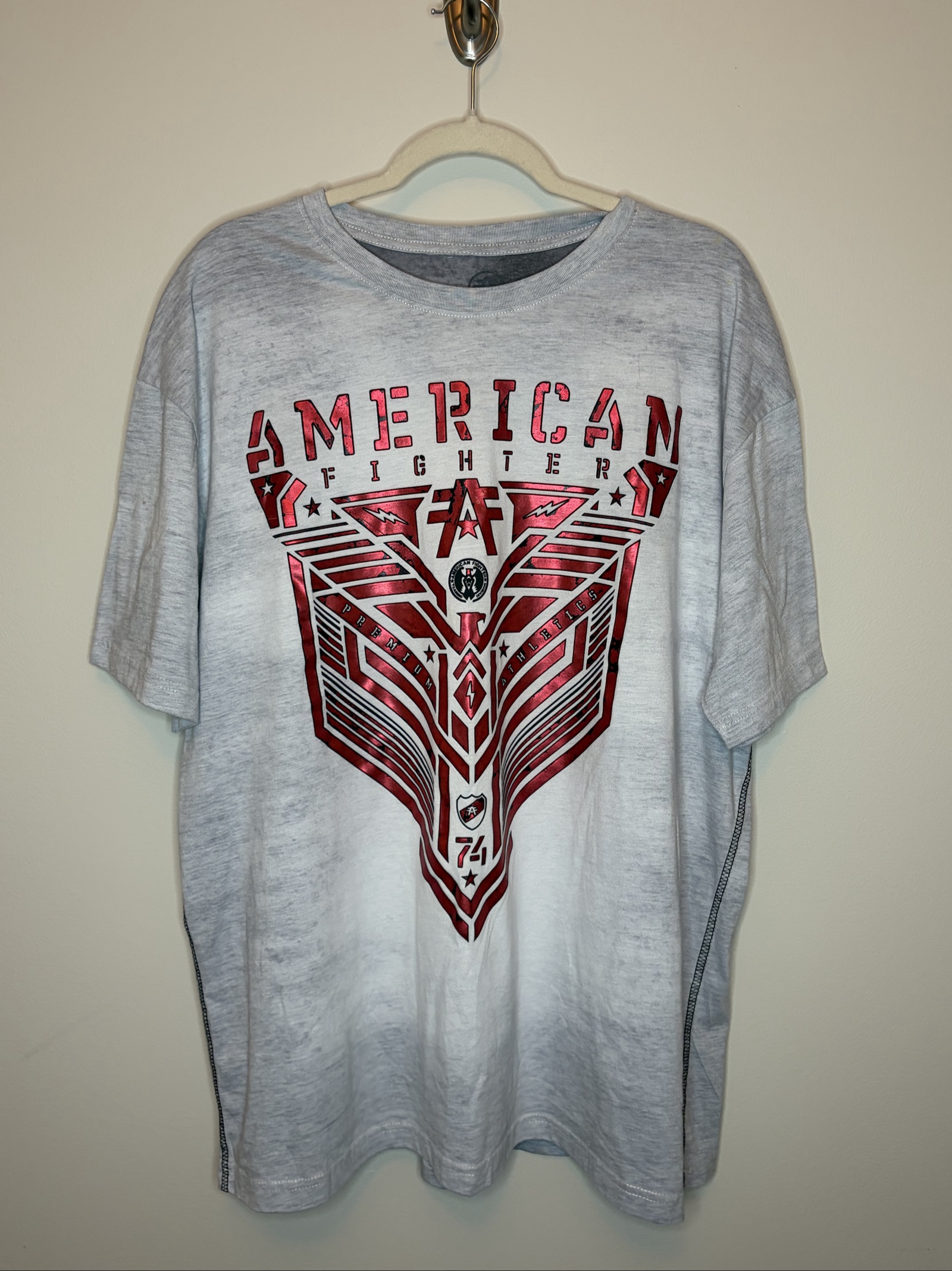 American Fighter Grey & Red Graphic T-Shirt 3XL