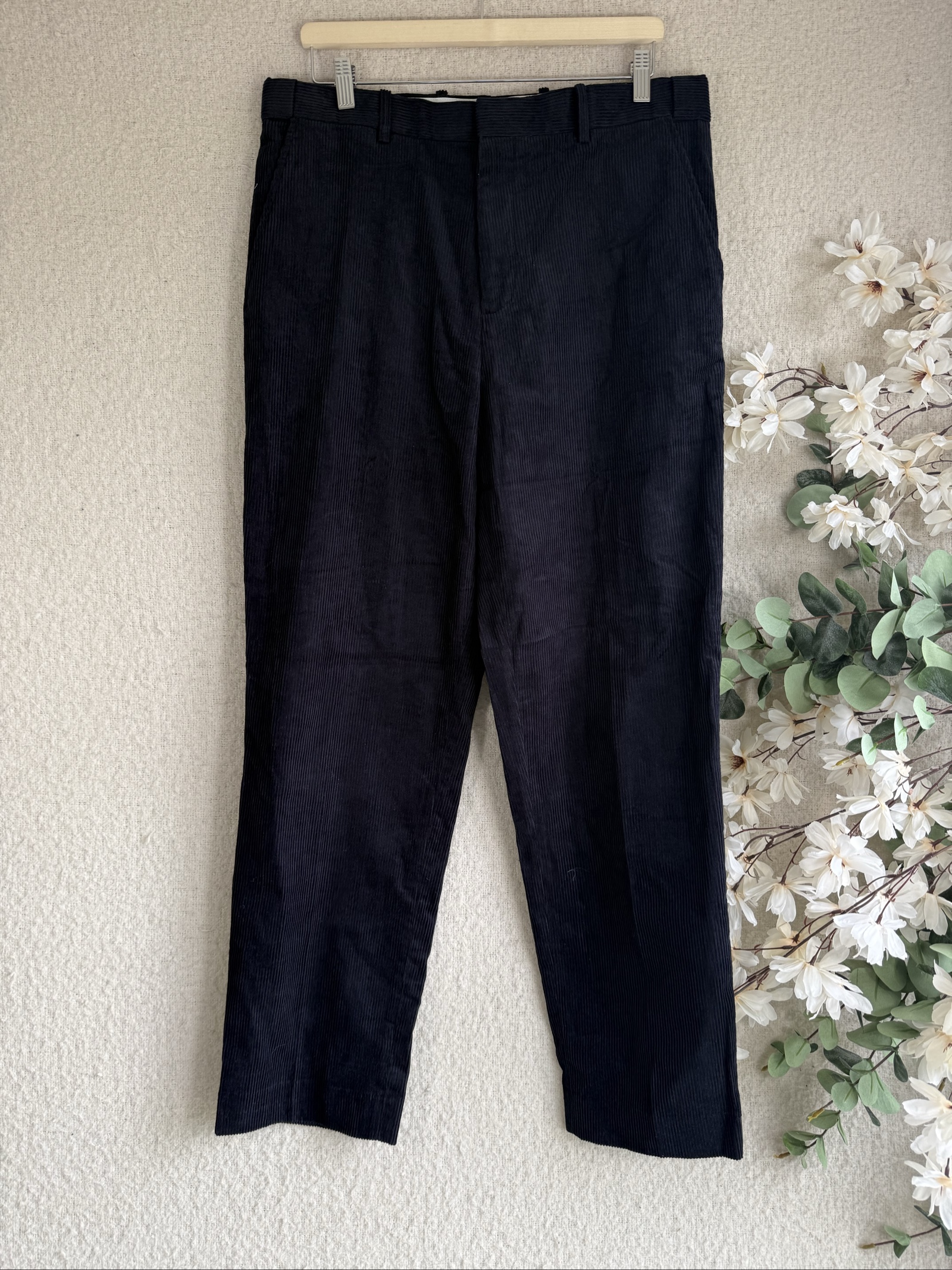 Pegasus Navy Corduroy Trousers UK 36 Cotton Blend Relaxed Fit