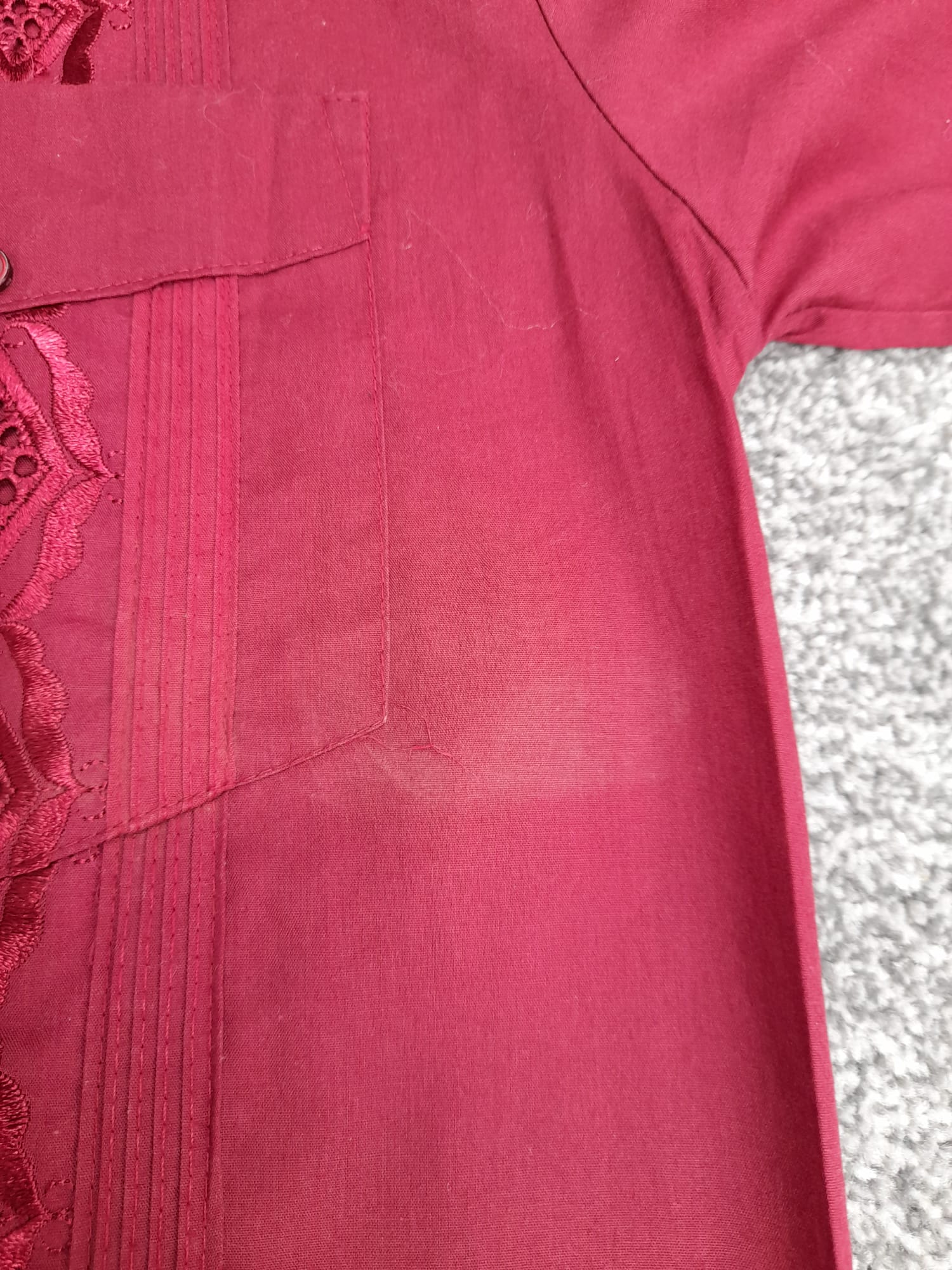 Chic Elegant Burgundy Embroidered Shirt L image 2