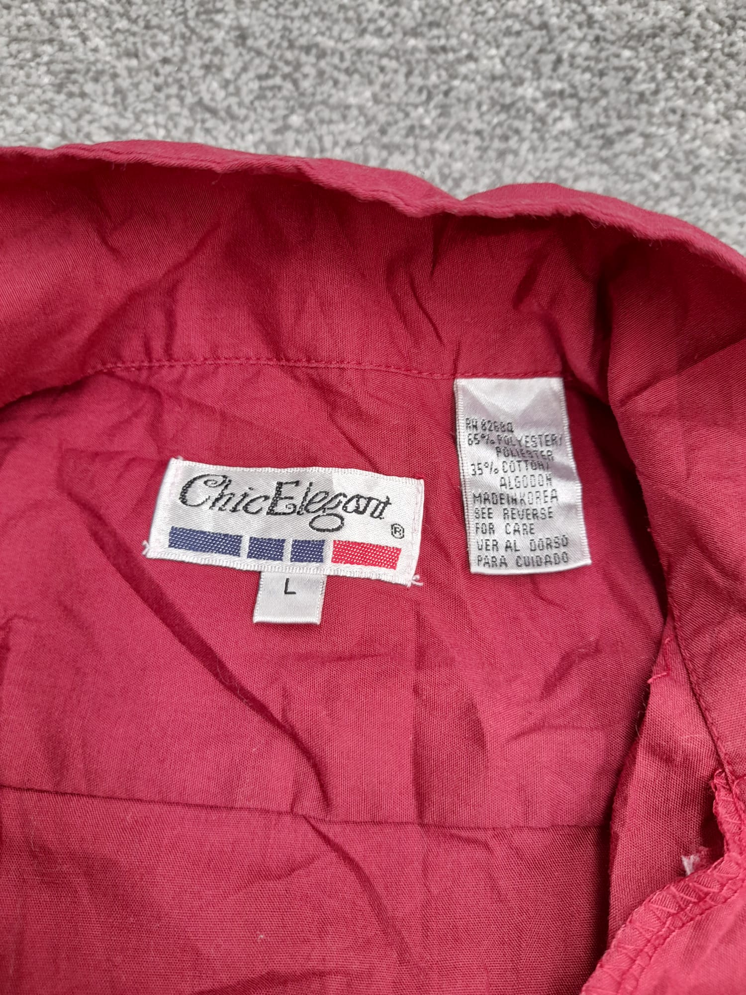 Chic Elegant Burgundy Embroidered Shirt L image 3