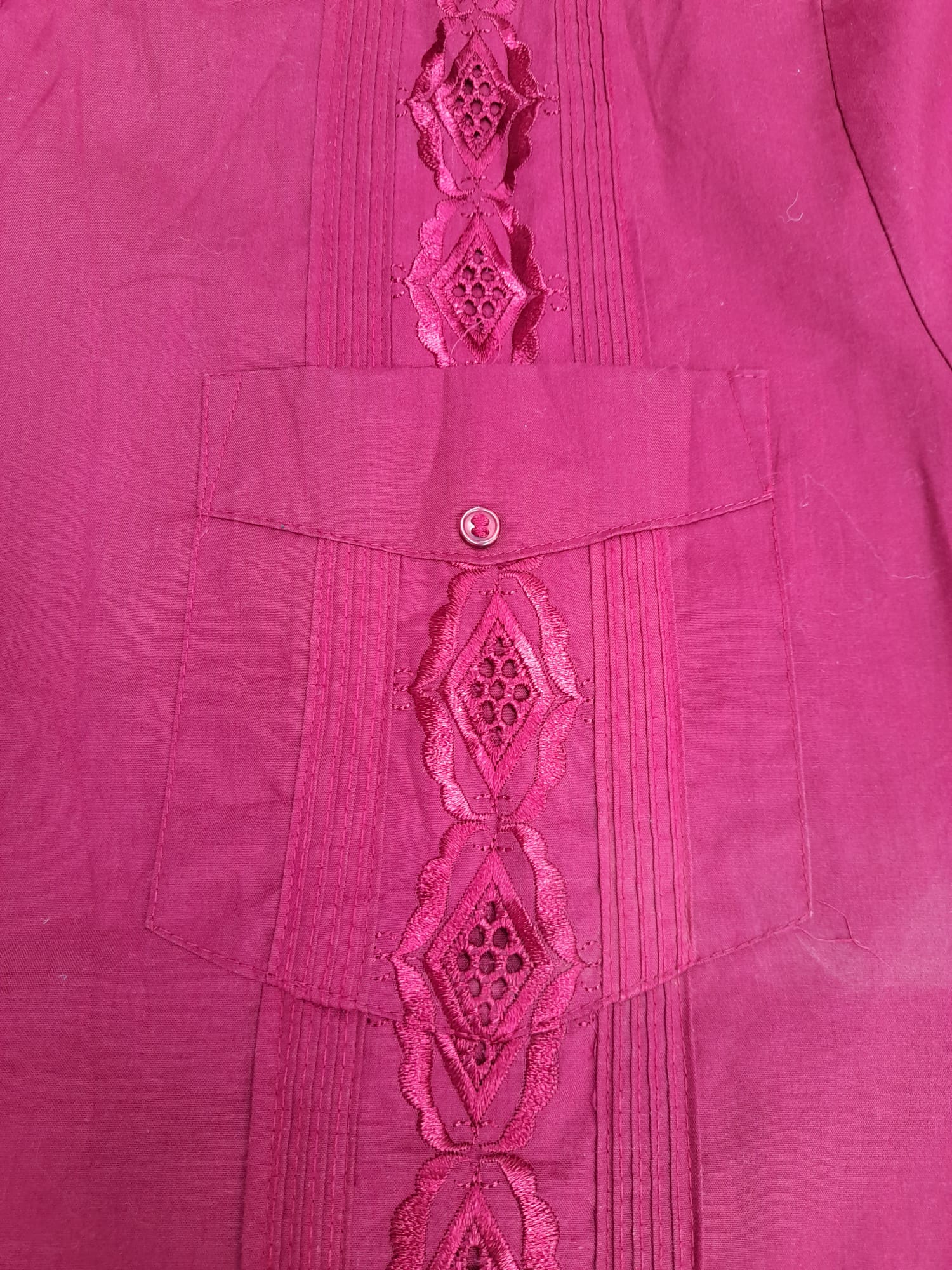 Chic Elegant Burgundy Embroidered Shirt L image 4