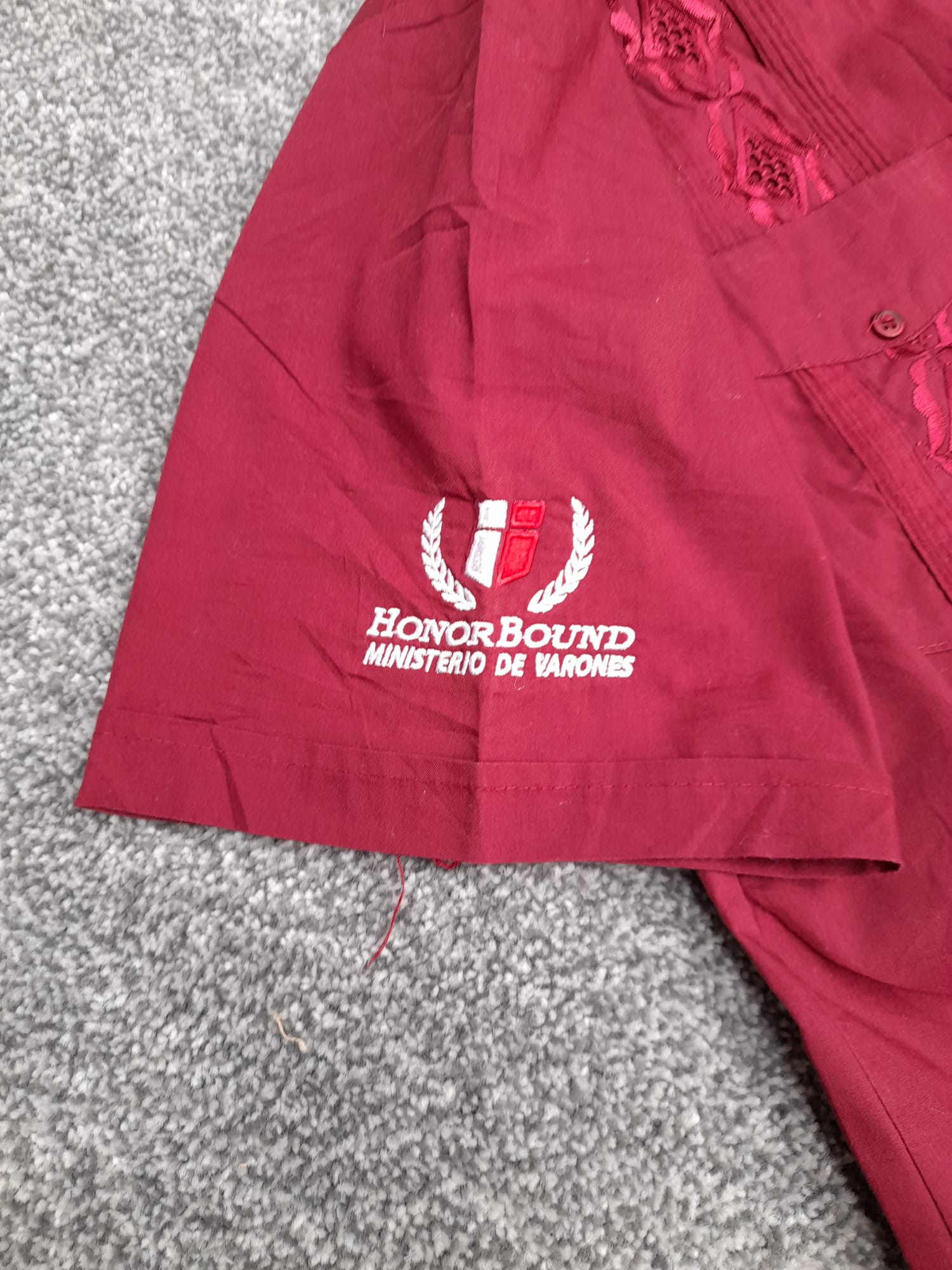Chic Elegant Burgundy Embroidered Shirt L image 6