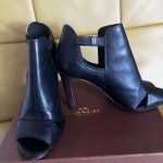 Coach Black Leather Peep Toe High Heel Sandals UK 6