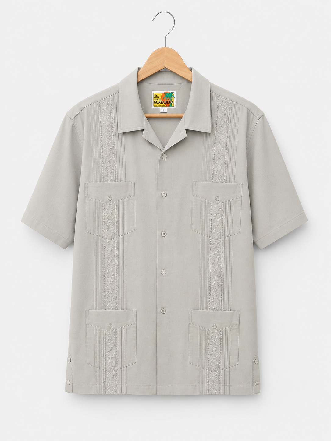 Haband Guayabera Light Grey Shirt Embroidered 3X