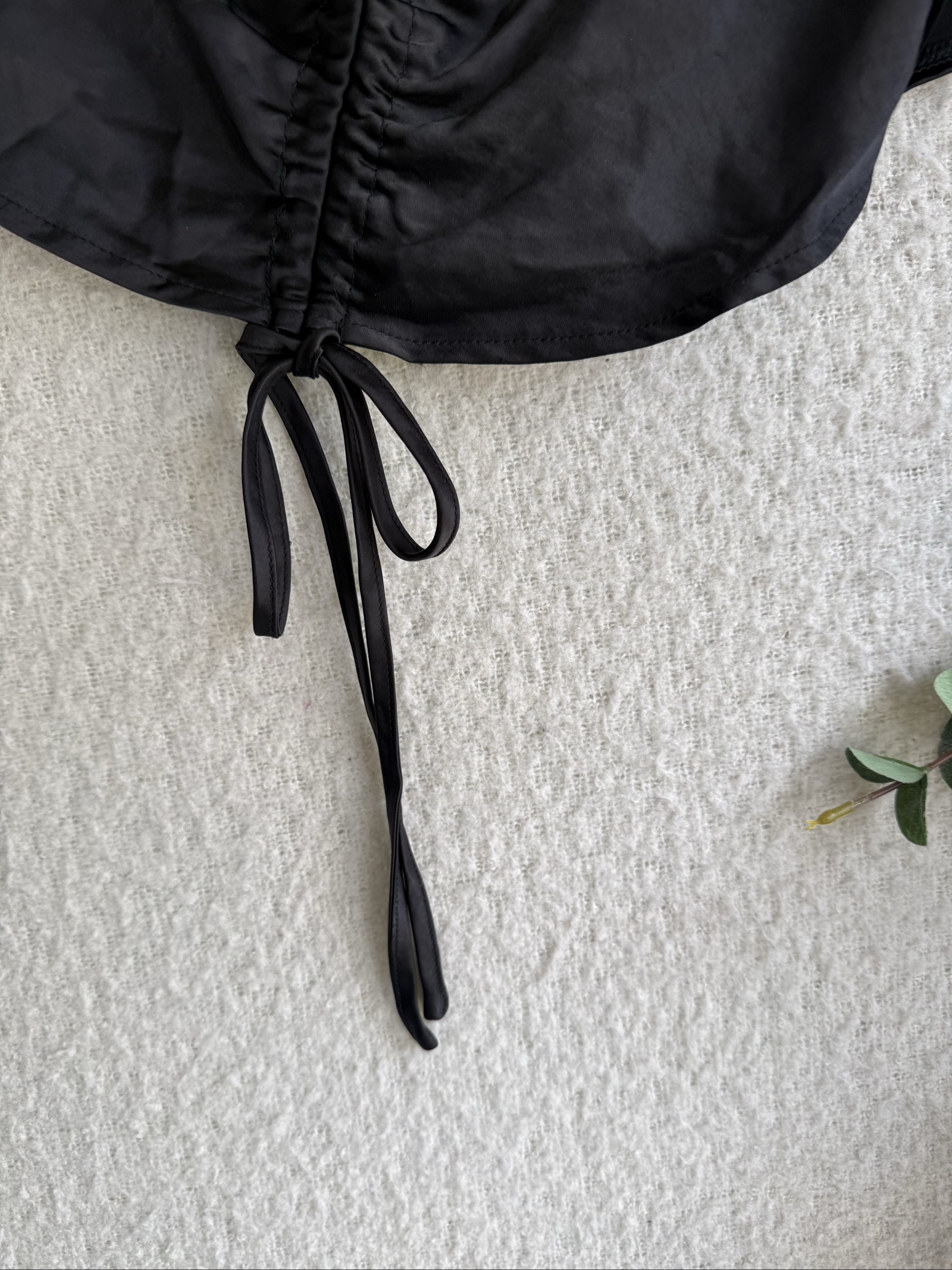 Motel Black Satin Ruched Drawstring Strappy Top UK XS Elegant Chic image 2