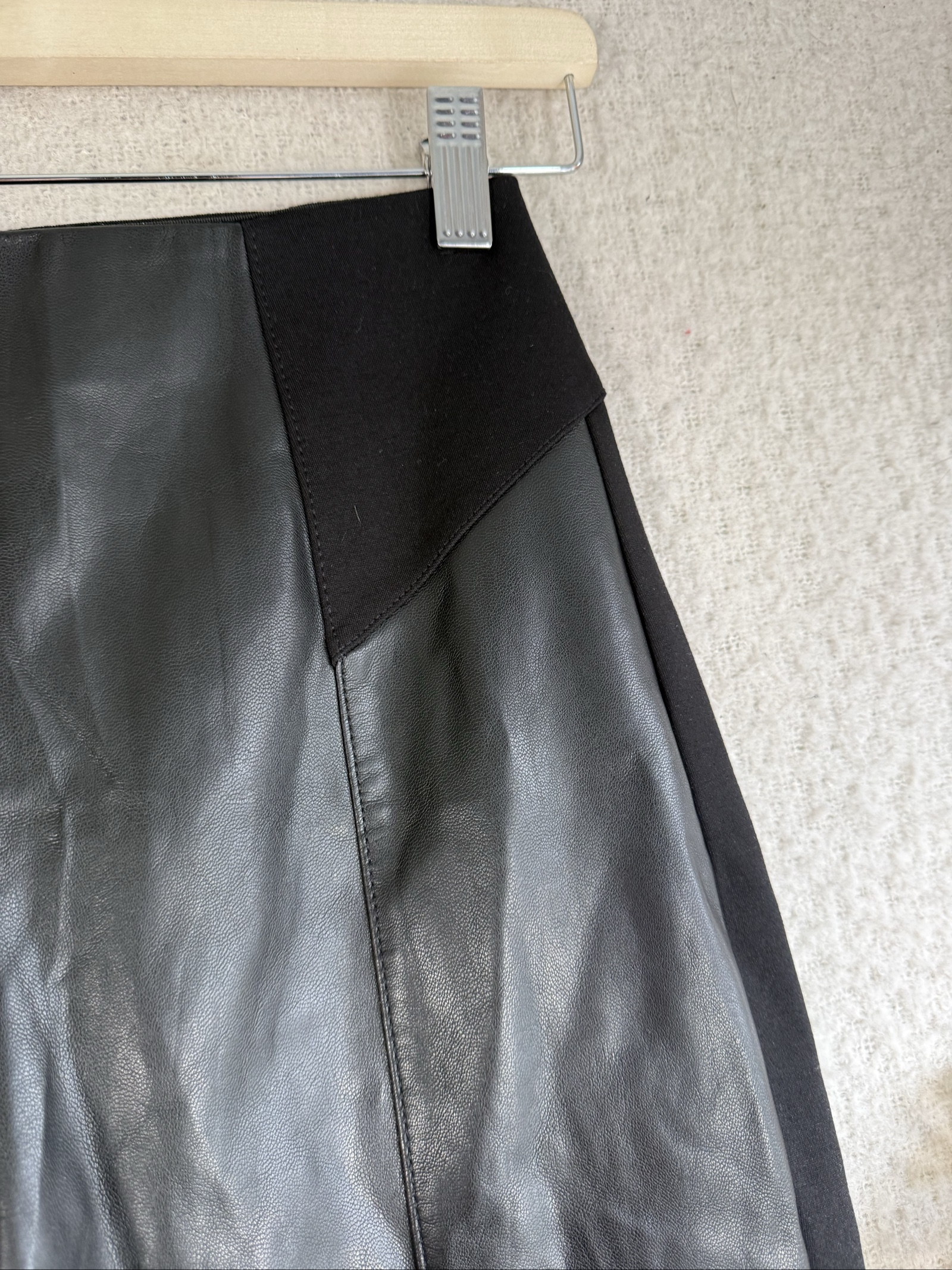 River Island Black Faux Leather Panelled Leggings UK 8 Stylish Slim Fit image 3