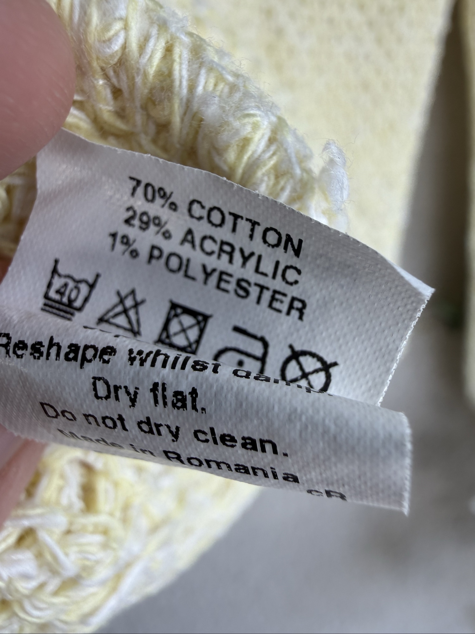 River Island Pale Yellow Cotton Knit Jumper UK 10 Textured Summer Top image 5