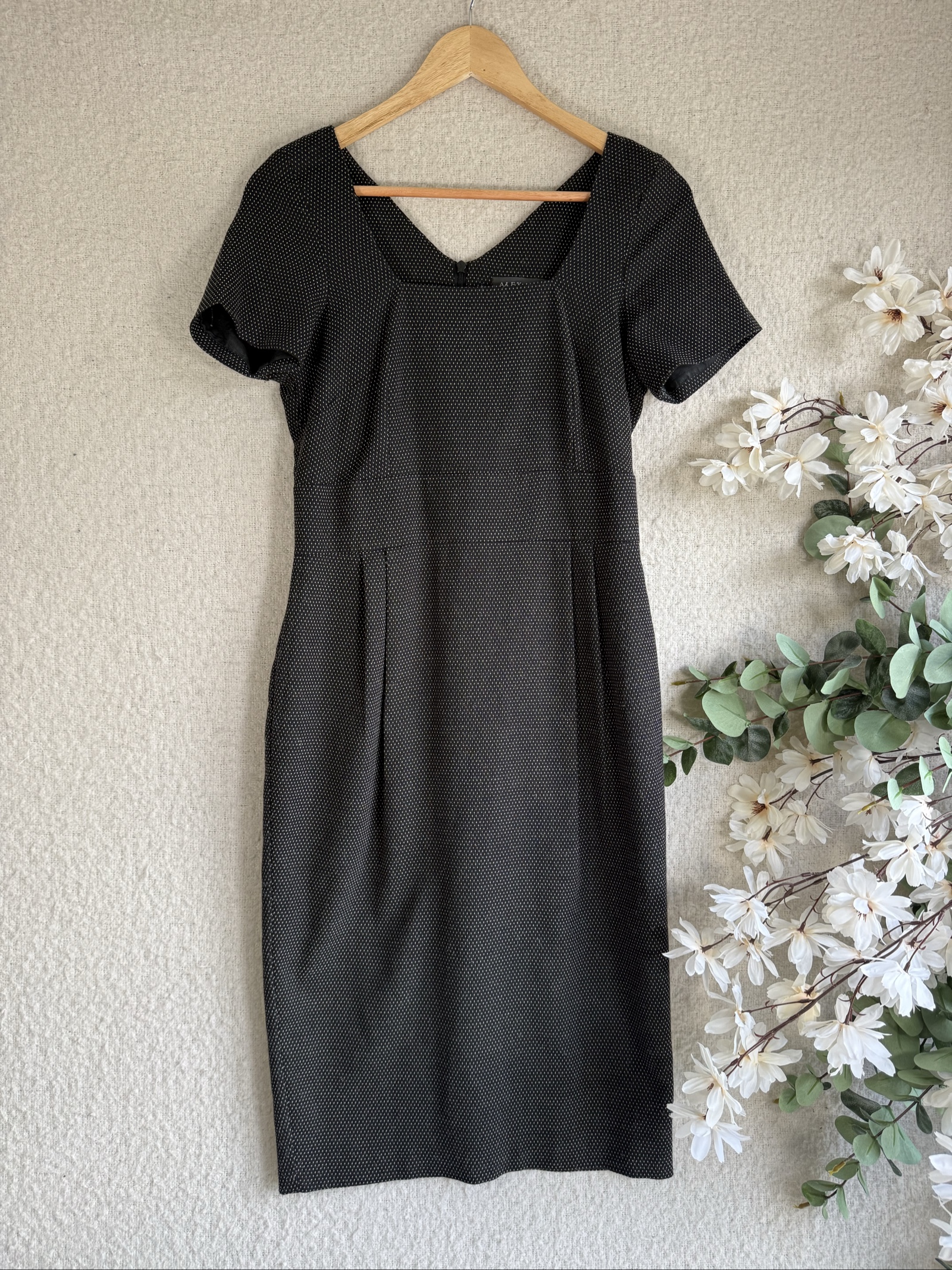 Alex & Co Vintage Black & White Polka Dot Cotton Midi Dress UK 12 Elegant Office Wear