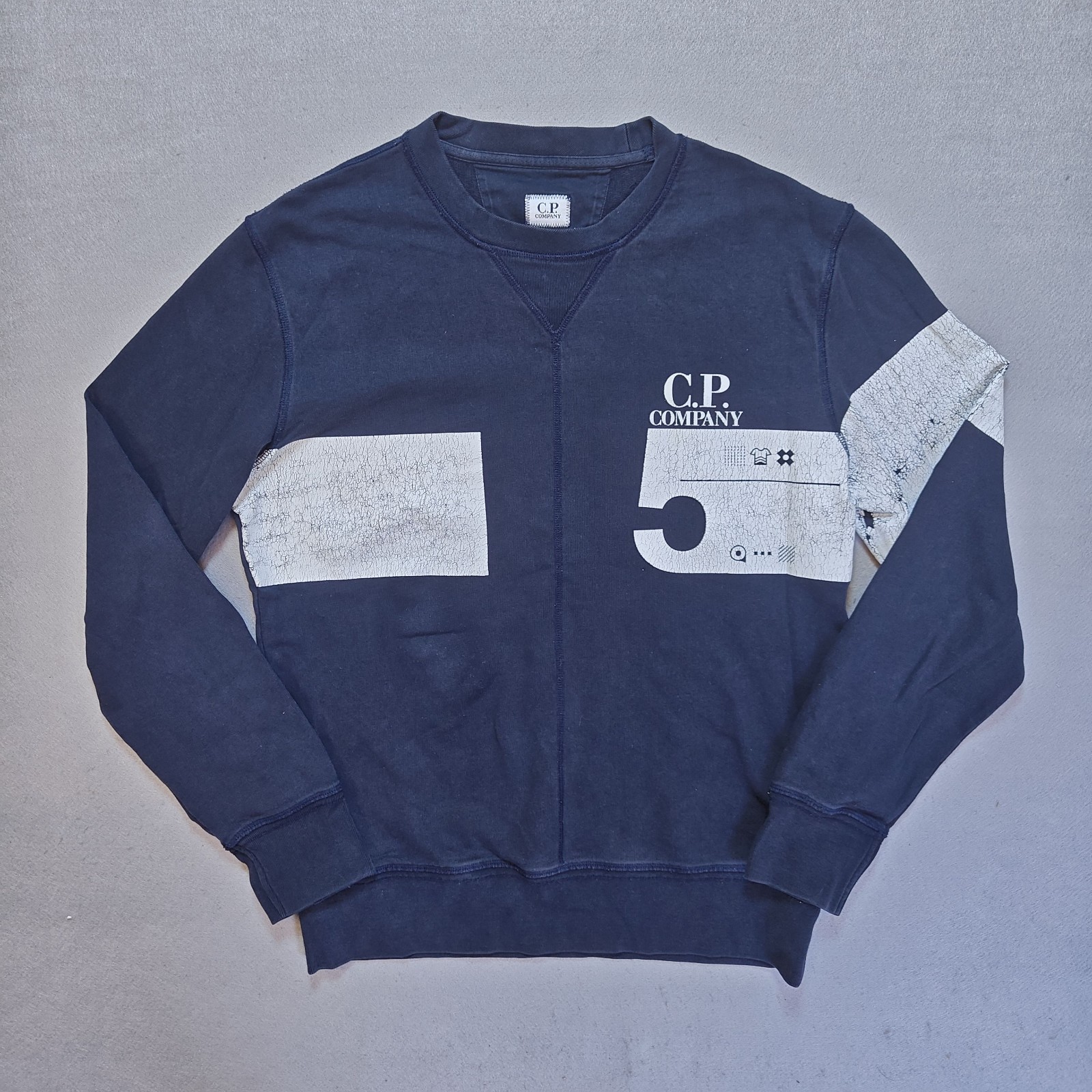 C.P. Company 50th anniversary Navy Blue Sweatshirt Mens Small Graphic Print