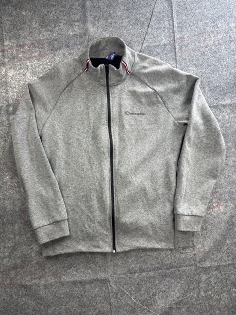 Champion Grey Full Zip Track Jacket XL Large Ribbed Collar