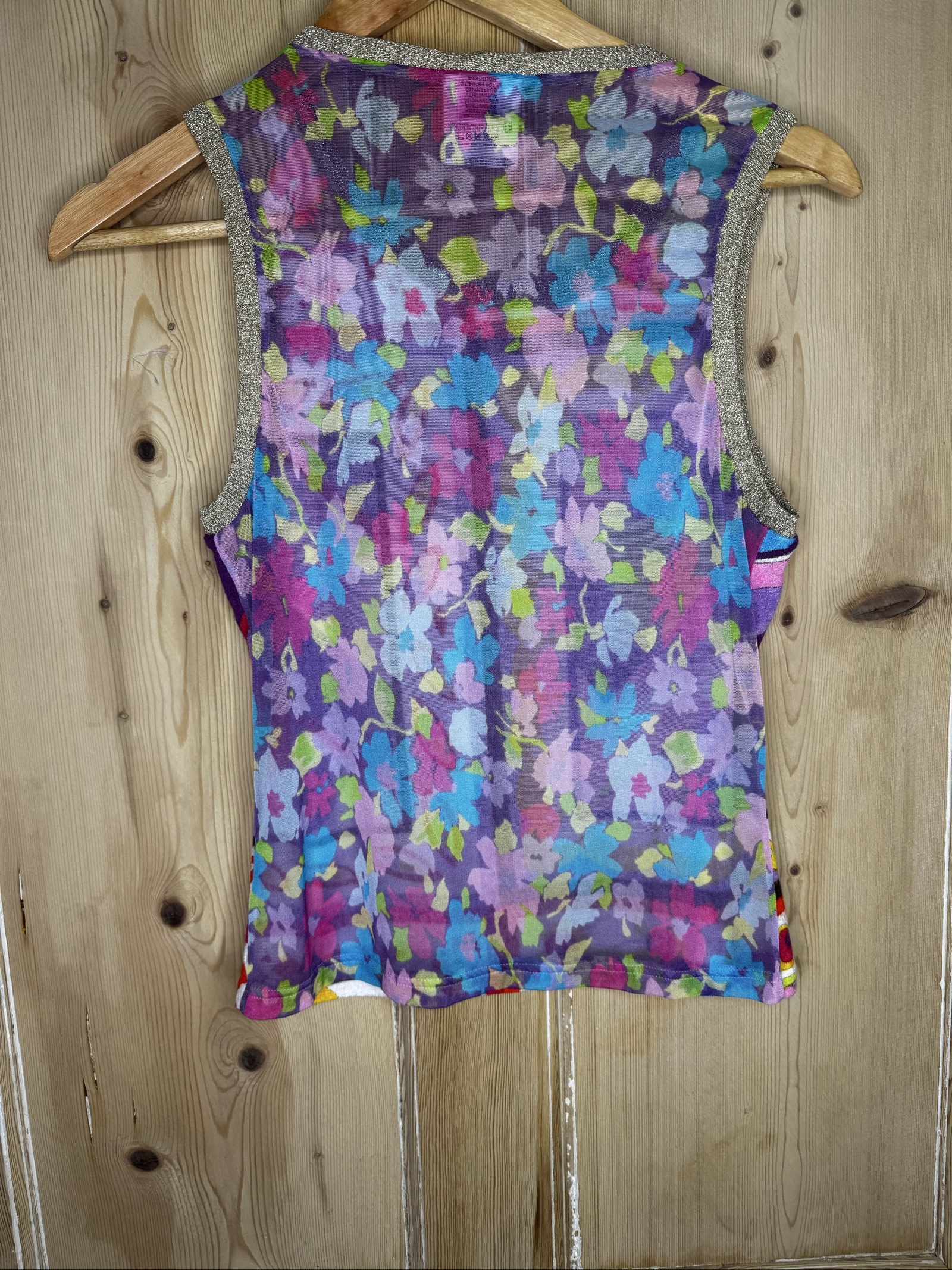 Vintage D&G Multicolour Patterned Sleeveless Knit Top Medium Gold Trim image 6