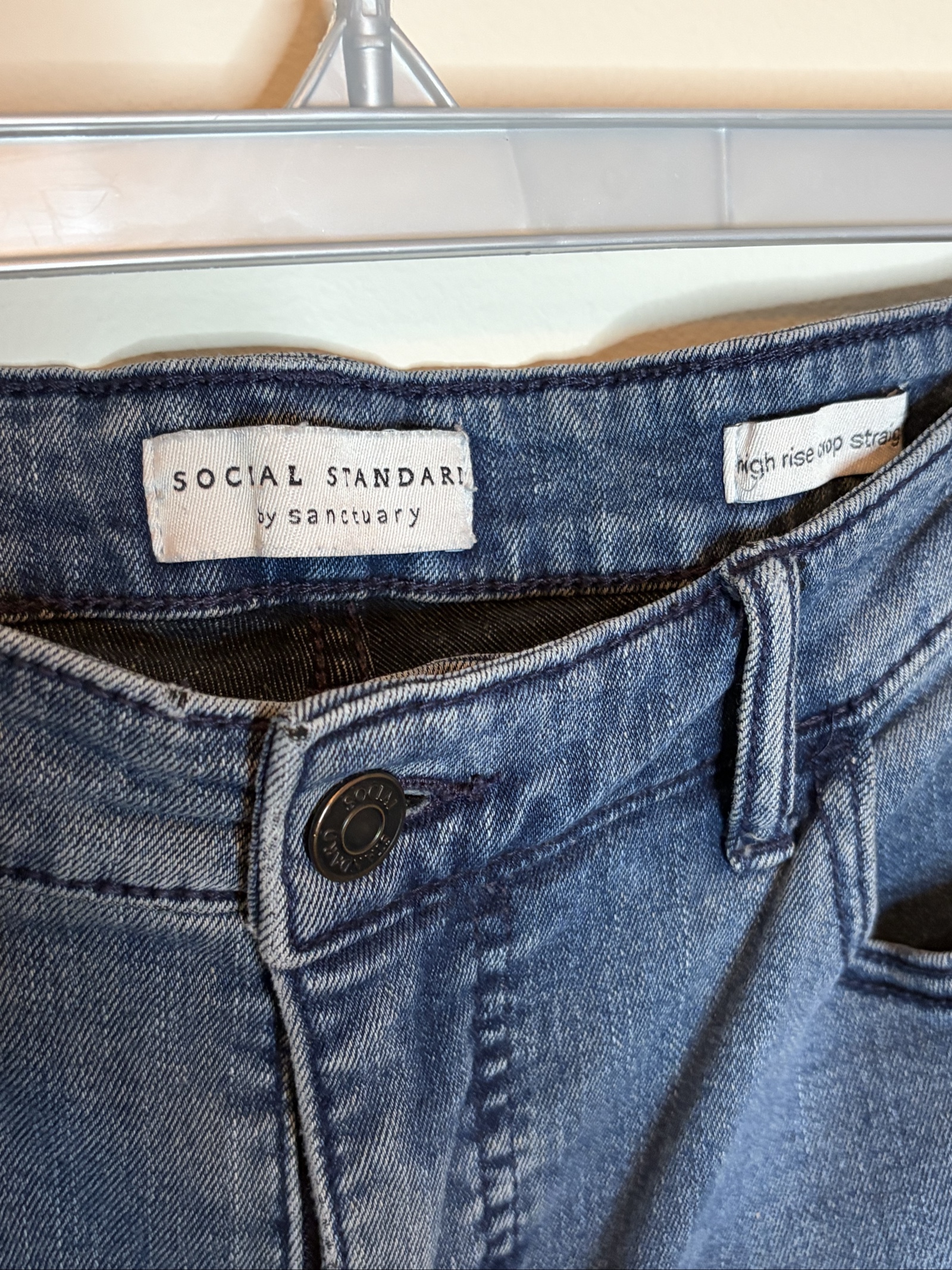 Social Standard Blue High Rise Raw Hem Denim Shorts S