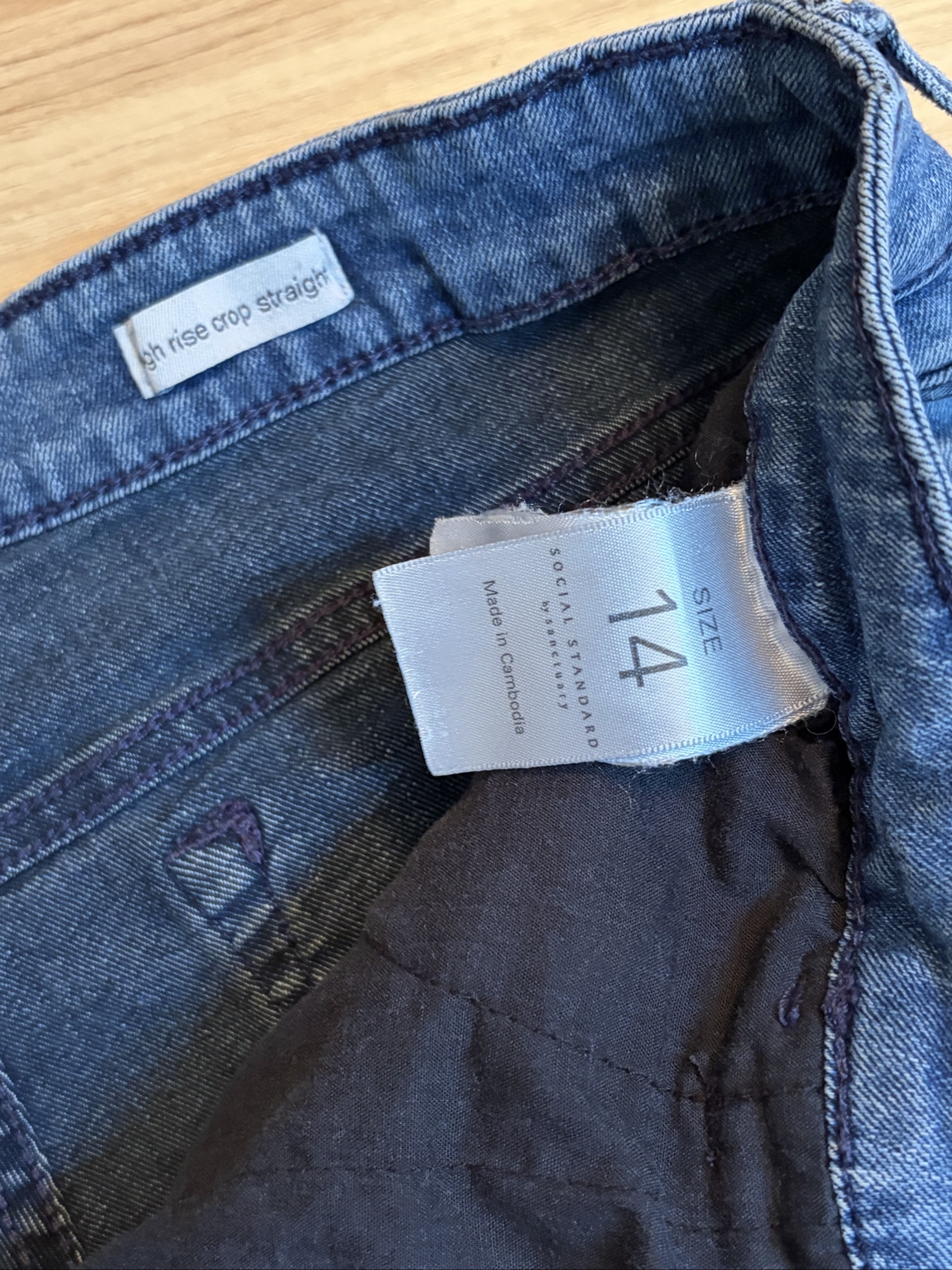 Social Standard Blue High Rise Crop Straight Denim Shorts Size 14