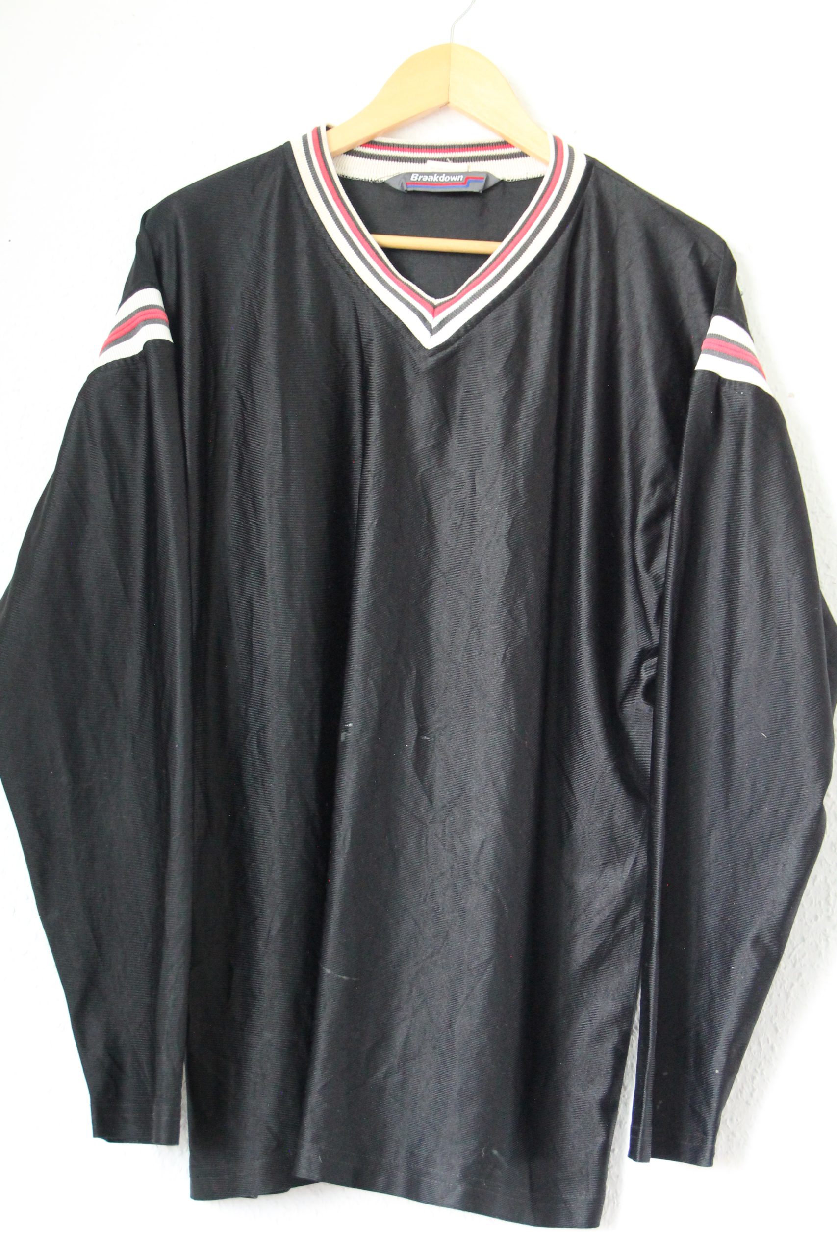 Breakdown Black V-Neck Retro Style Long Sleeve Top XL 2776