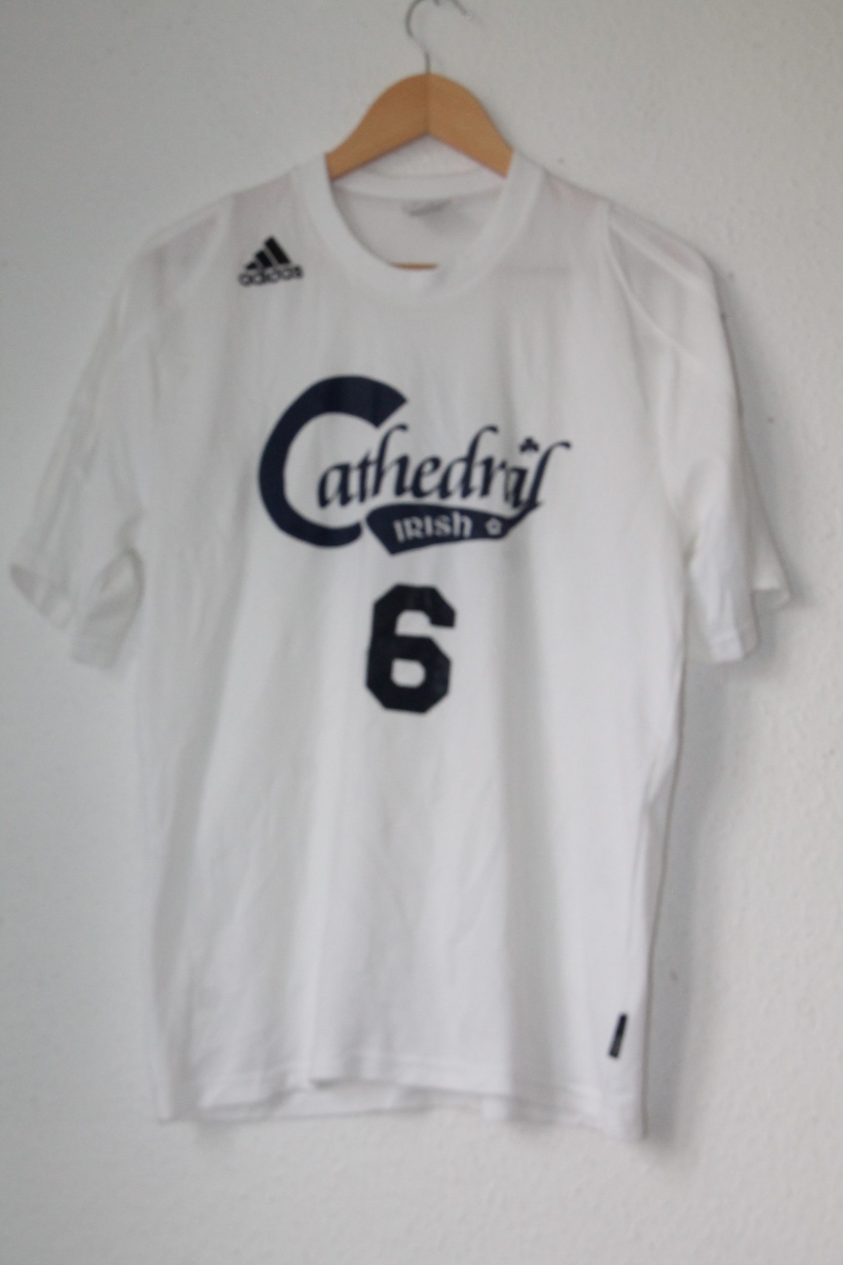 Adidas White & Navy Athletic Irish Number 6 T-Shirt M 2788