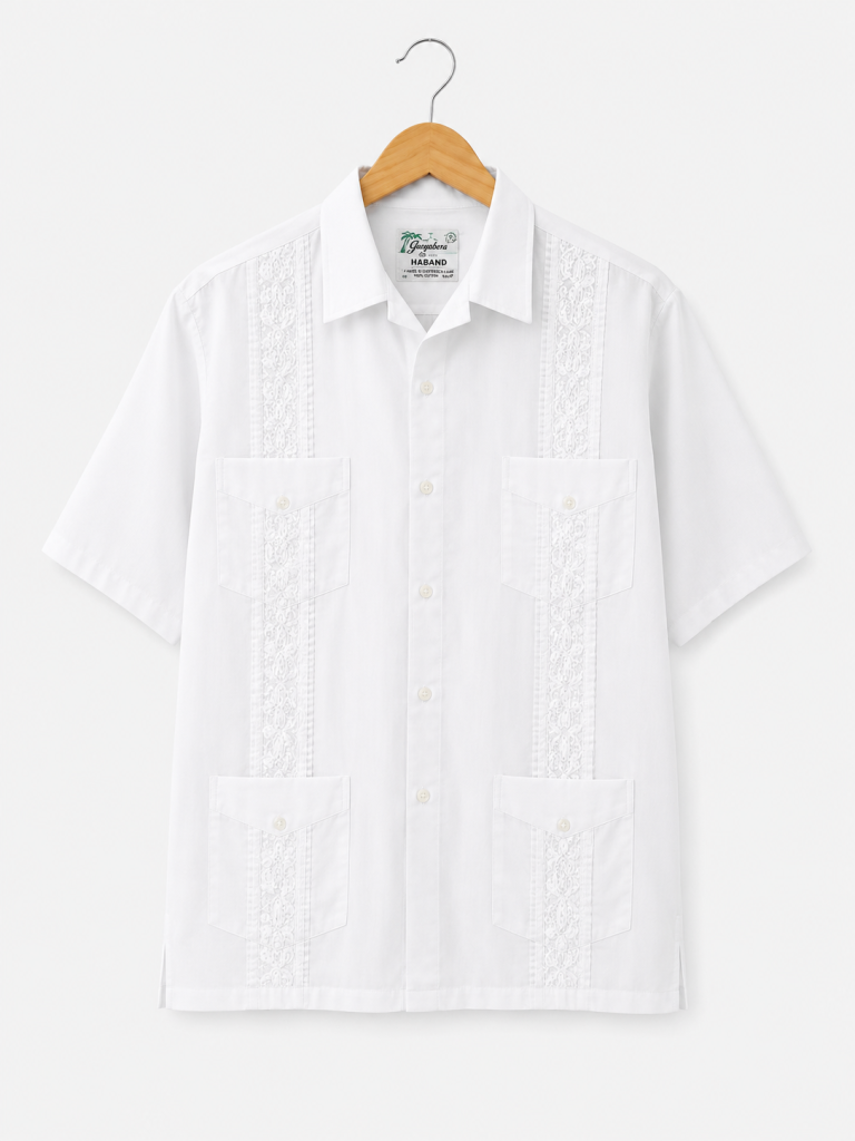 Haband White Guayabera Shirt Embroidered XL