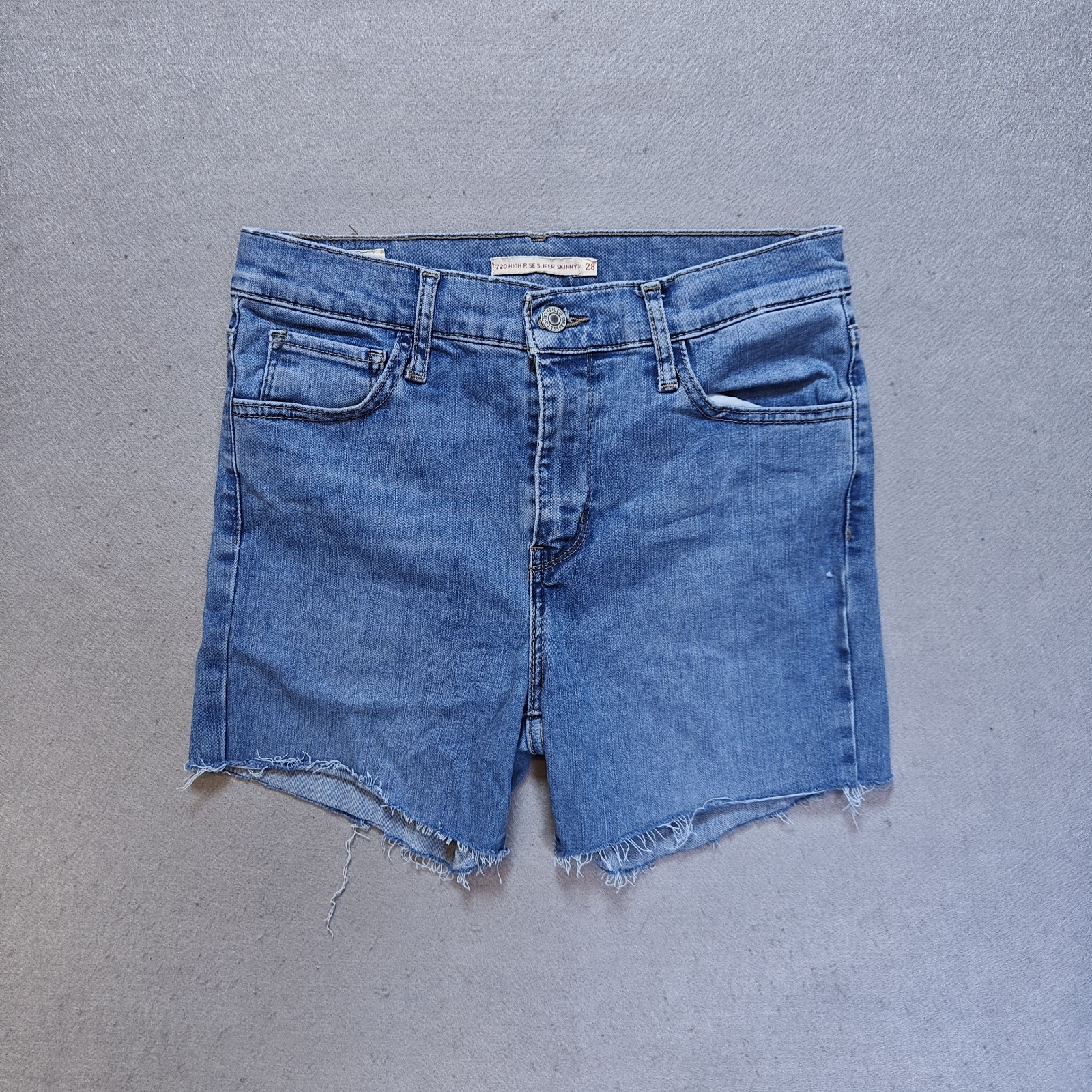 Levi's 720 High Rise Denim Cut Off Shorts Women W28 Blue