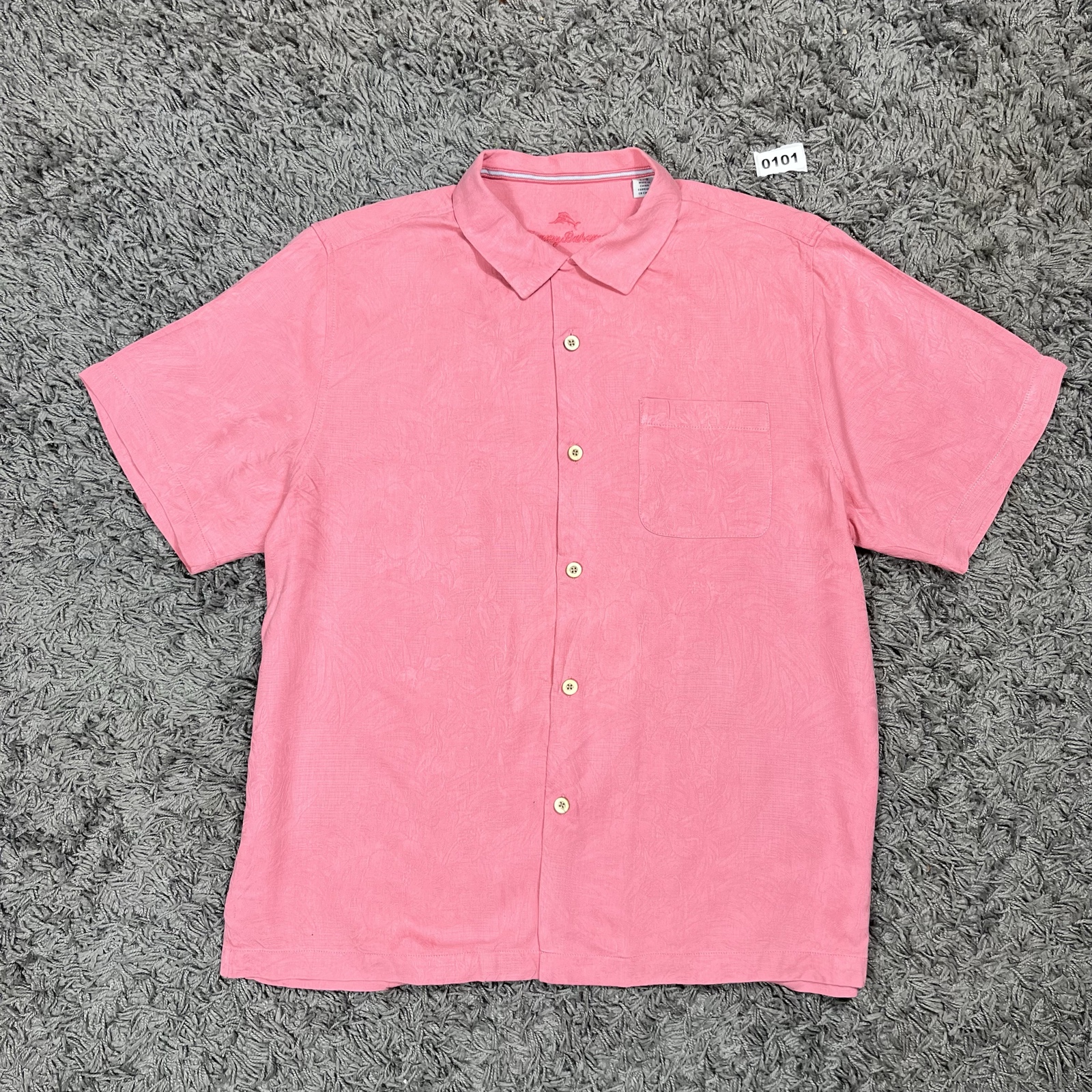 Tommy Bahama Pink Silk Short Sleeve Shirt Large