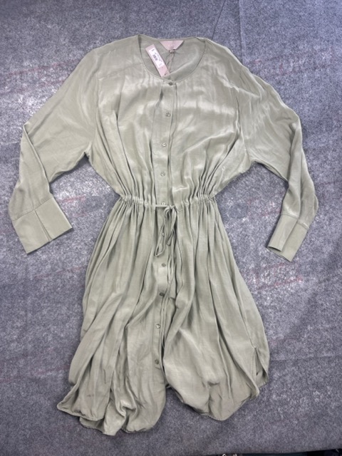 KLEY Sage Green Lyered Tunic Dress Size 20 Drawstring Waist