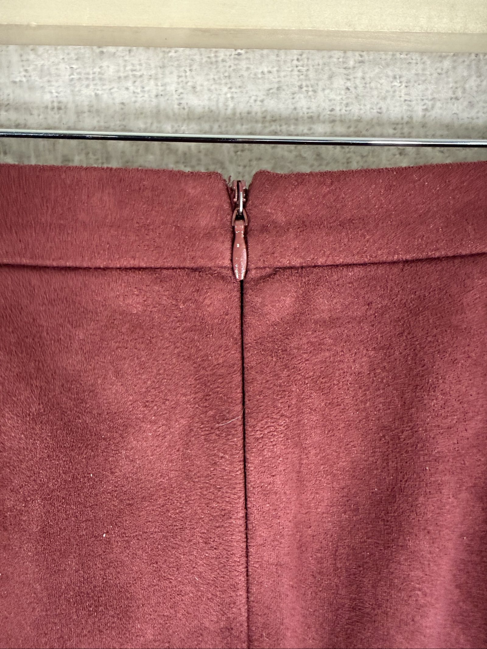 River Island Burgundy Suede Wrap Mini Skirt UK 10 Belted Casual Chic image 5