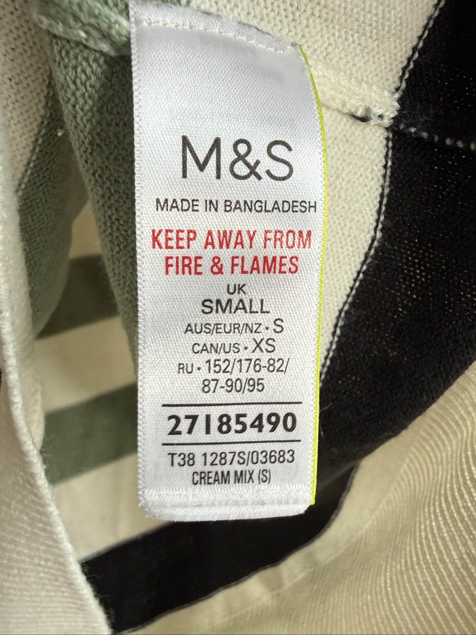 M&S Cream Mix Striped Cotton V-Neck Jumper Small Stylish Casual Knitwear image 5