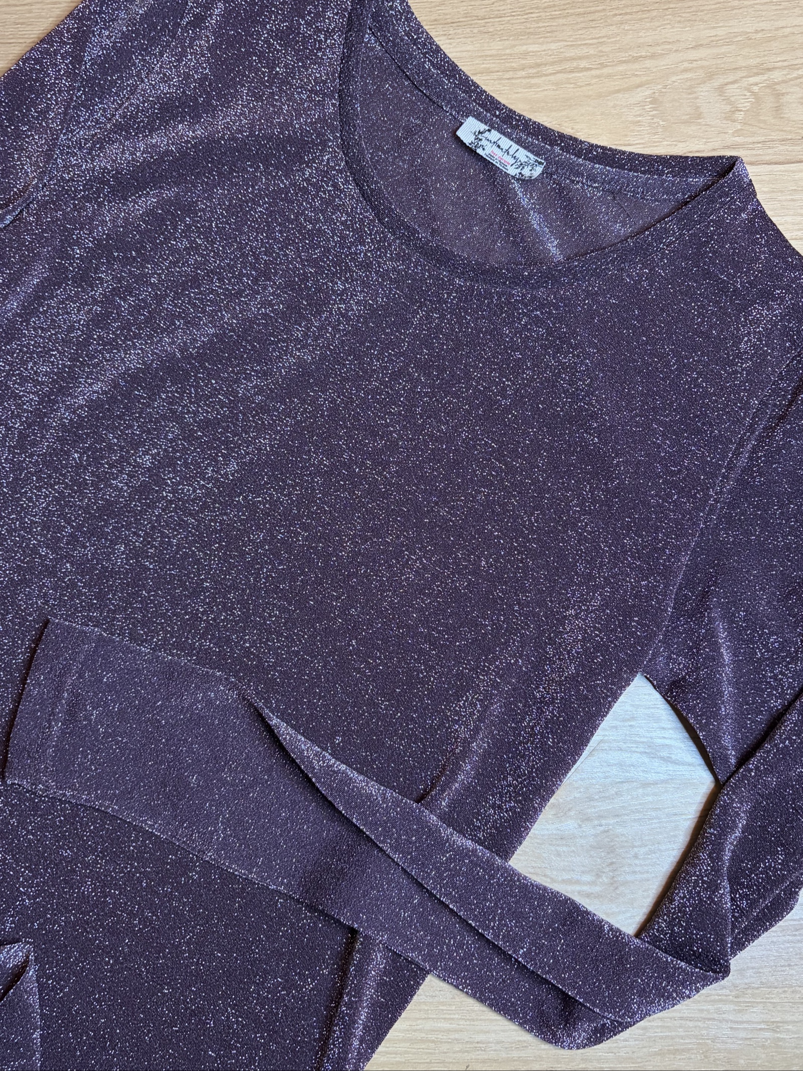 Anthropologie Purple Sparkle Long Sleeve Top XS Metallic
