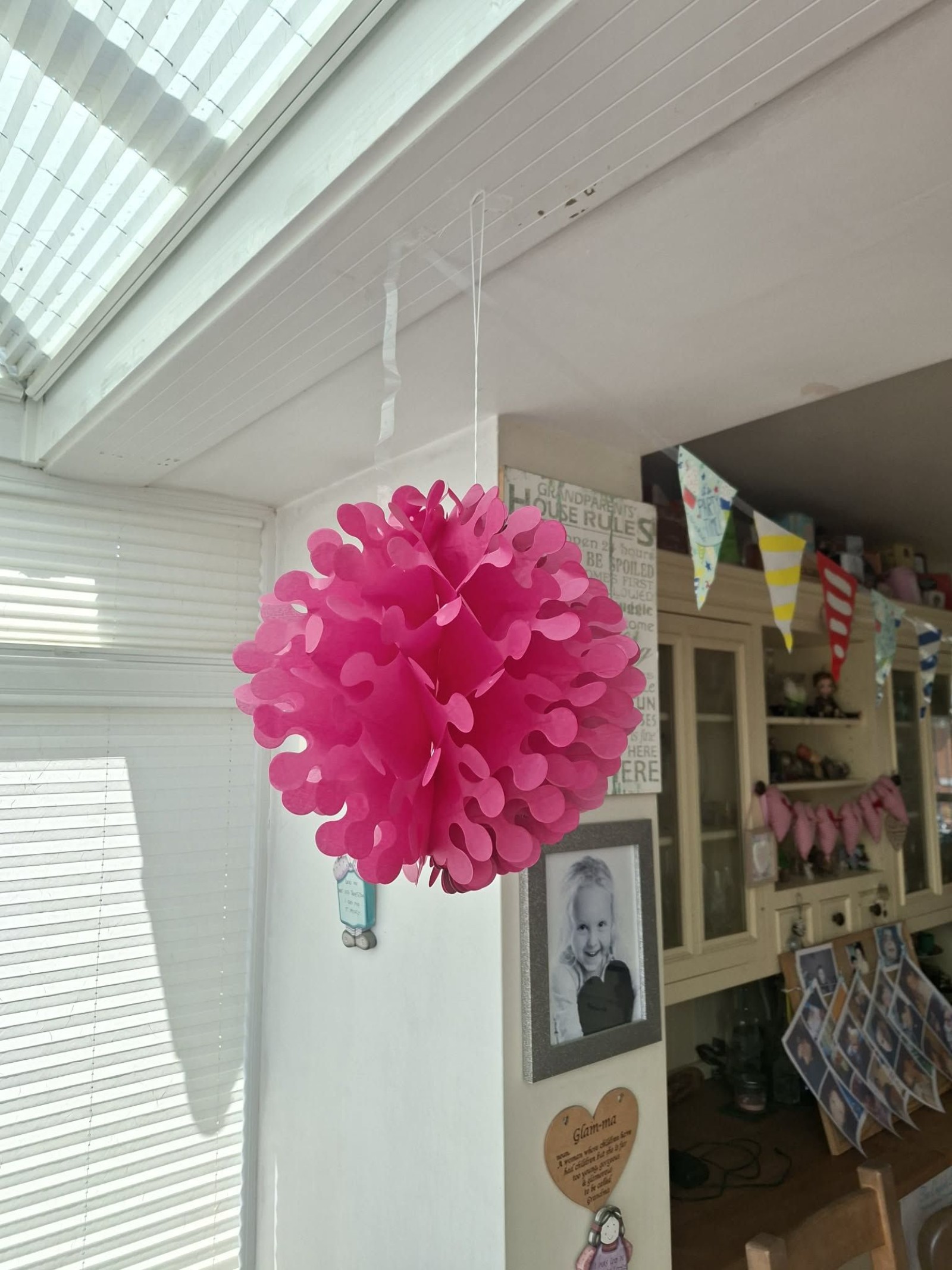 Pink Hanging Paper Pom Pom Decoration