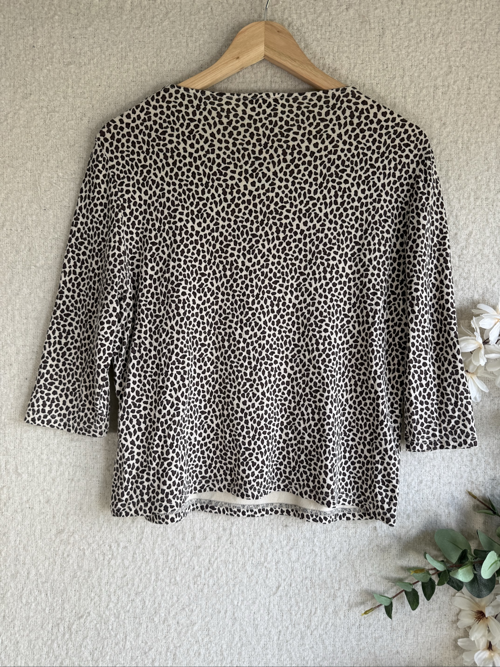 Minuet Brown & Beige Animal Print Viscose Jersey Top UK 16 Long Sleeve image 4