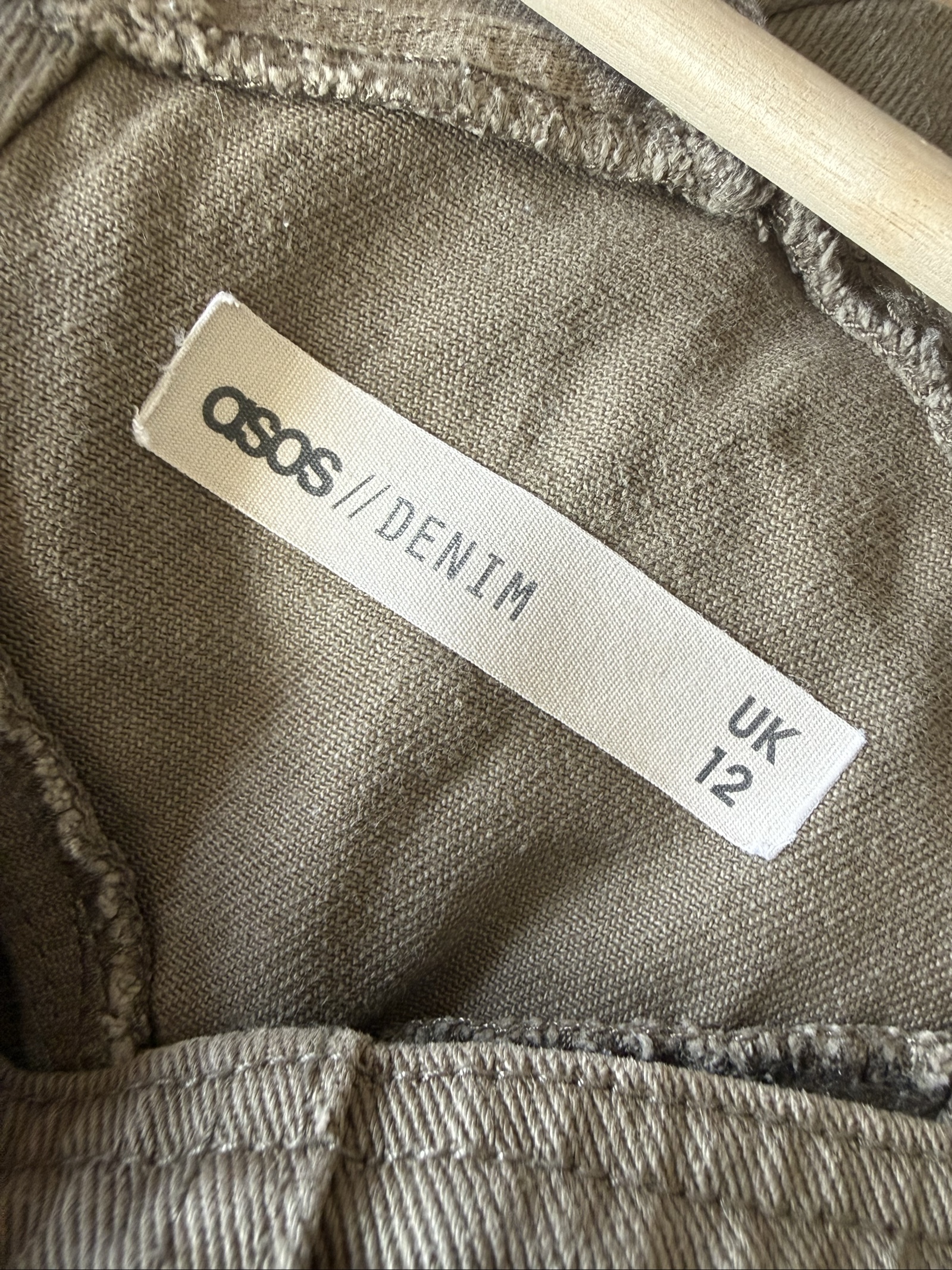 ASOS Denim Brown Cotton Twill Dungarees UK 12 Relaxed Fit Casual image 3