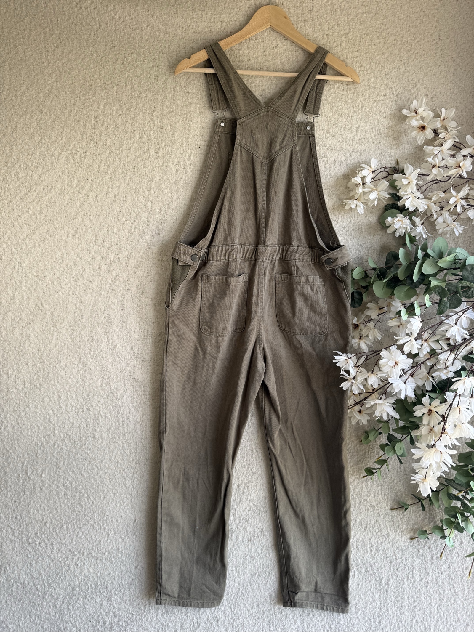 ASOS Denim Brown Cotton Twill Dungarees UK 12 Relaxed Fit Casual image 6