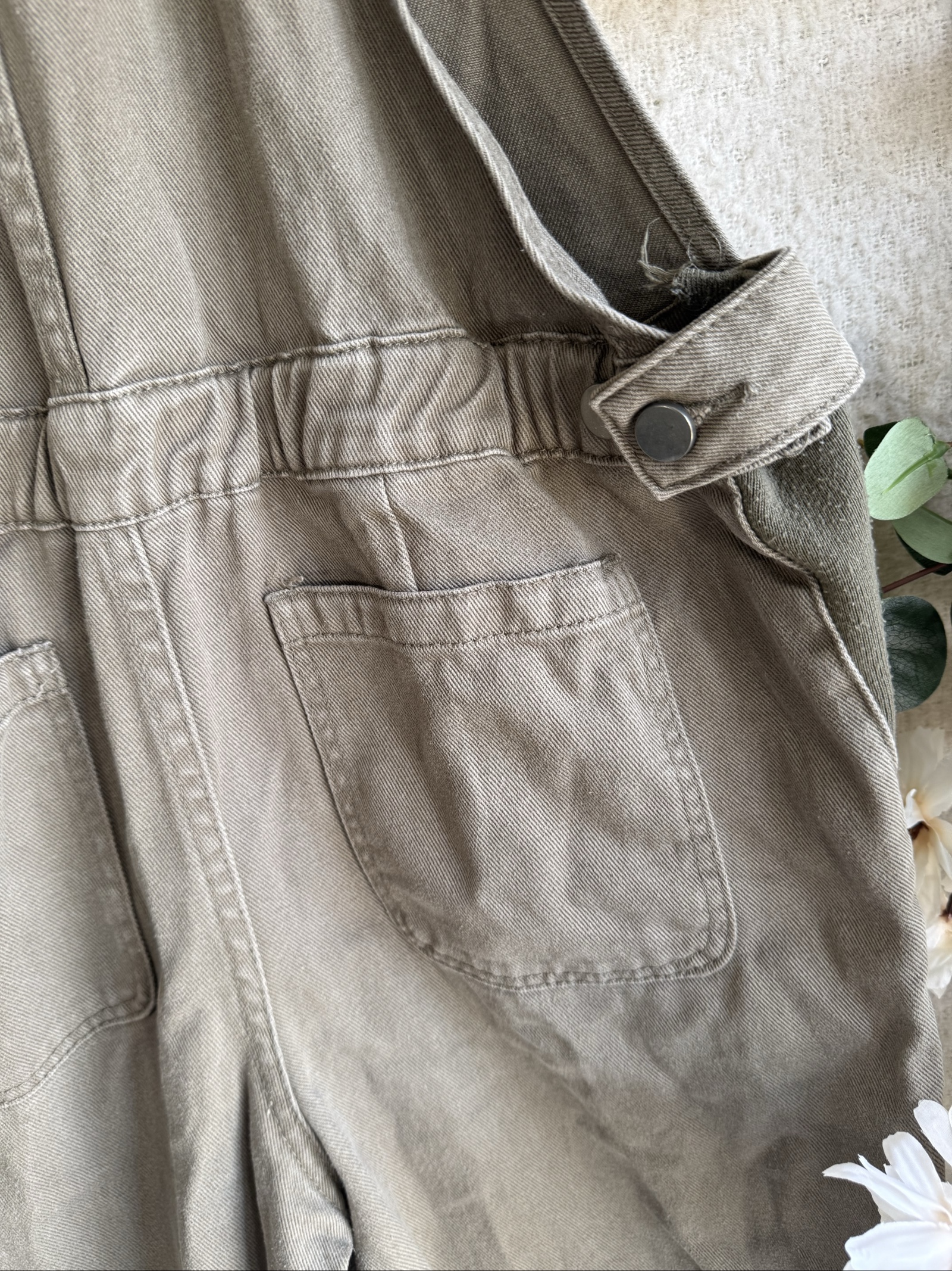 ASOS Denim Brown Cotton Twill Dungarees UK 12 Relaxed Fit Casual image 7