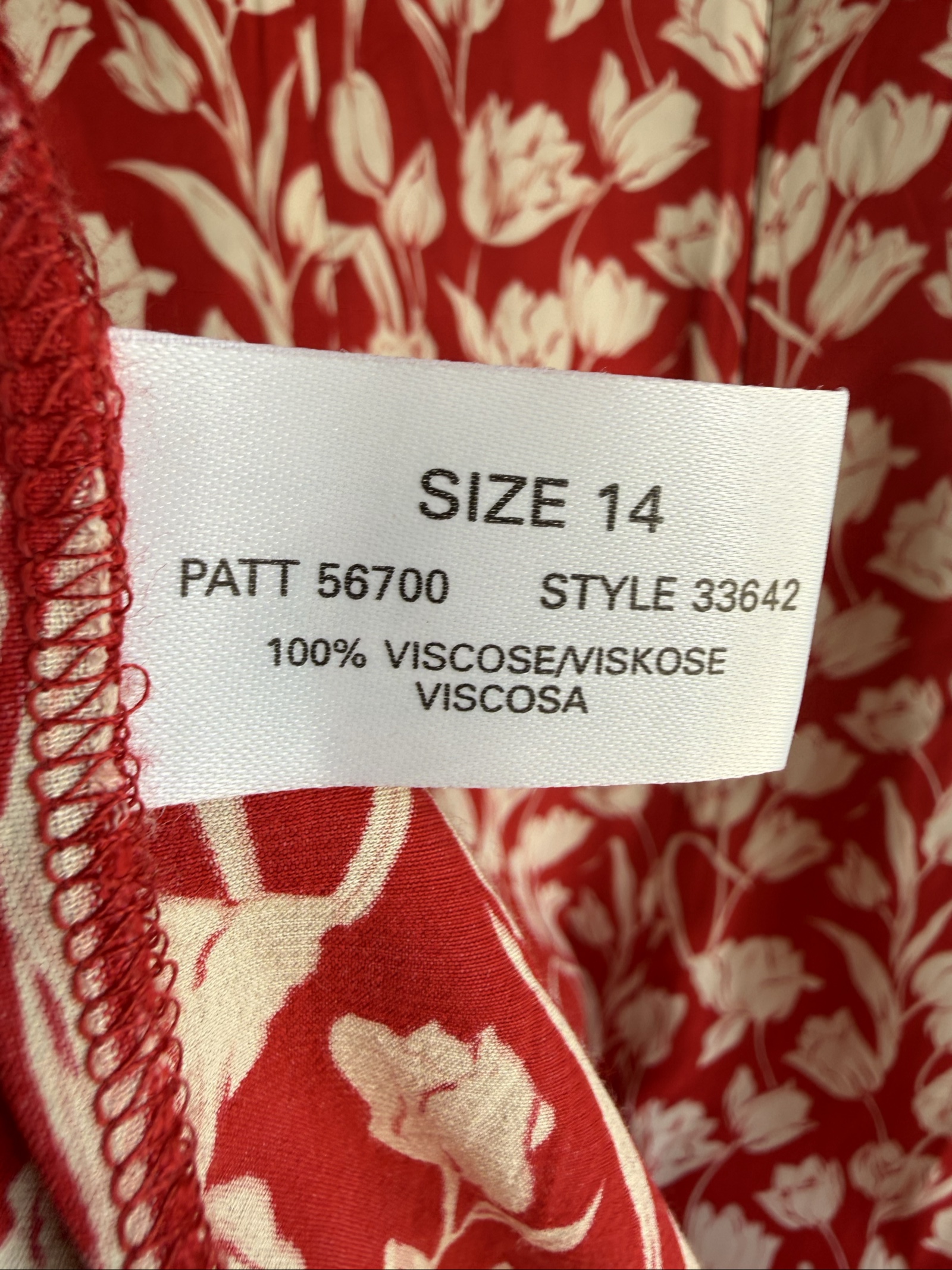 Planet Red & White Floral Viscose Dress UK 14 Puff Sleeve Summer Dress image 5
