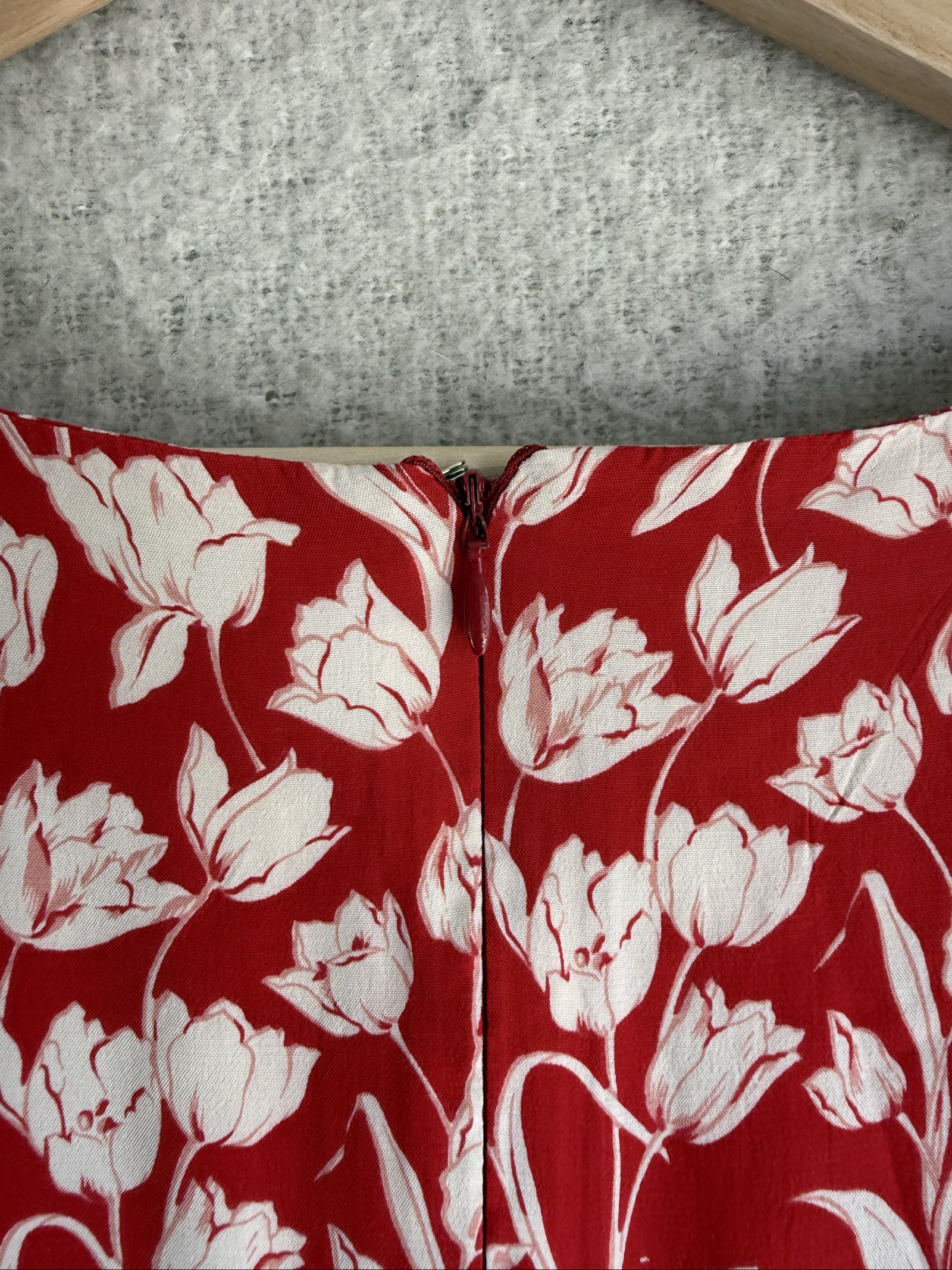 Planet Red & White Floral Viscose Dress UK 14 Puff Sleeve Summer Dress image 6