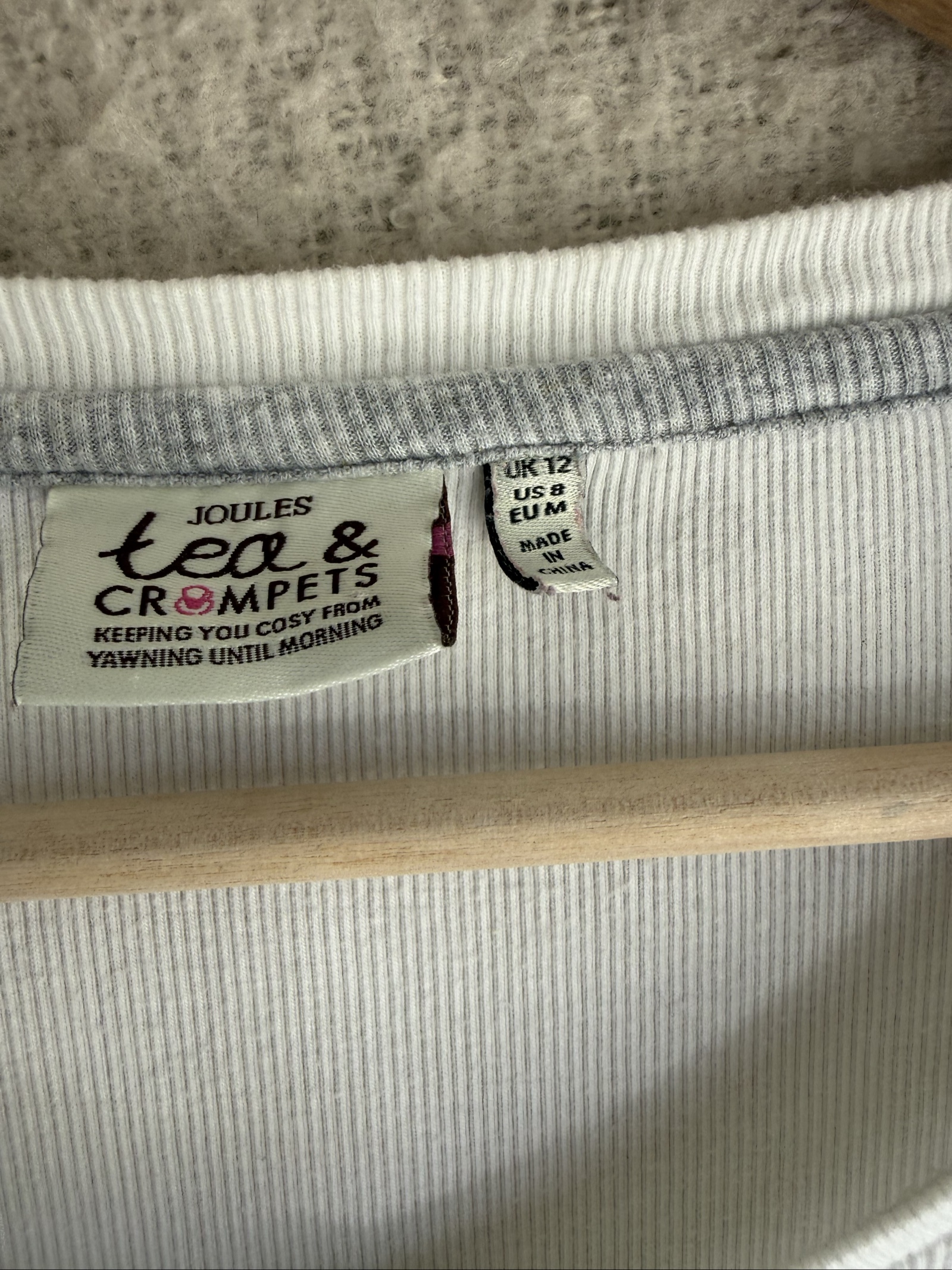 Joules White Cotton Ribbed Henley Long Sleeve Top UK 12 Casual Everyday image 2