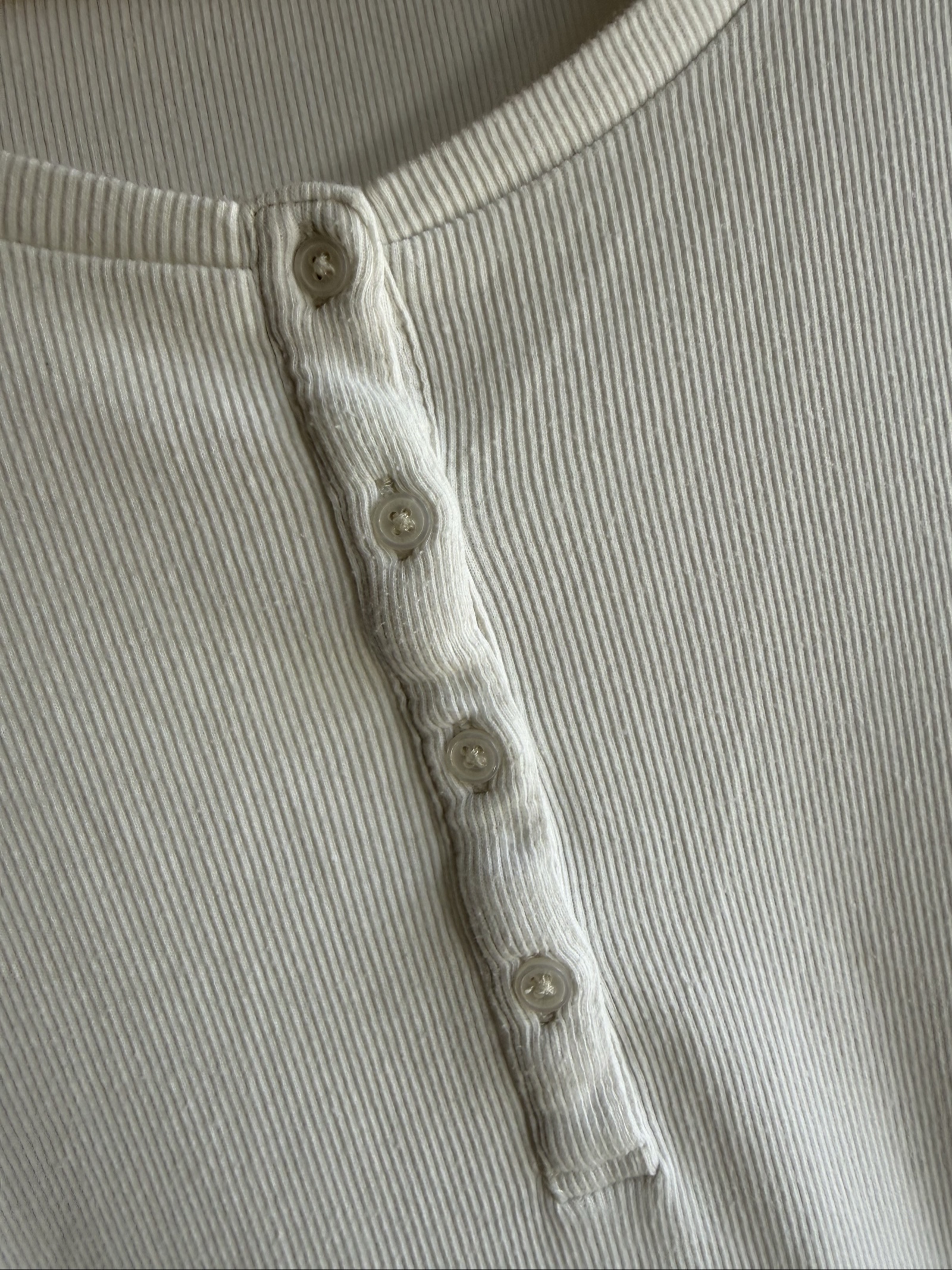 Joules White Cotton Ribbed Henley Long Sleeve Top UK 12 Casual Everyday image 6