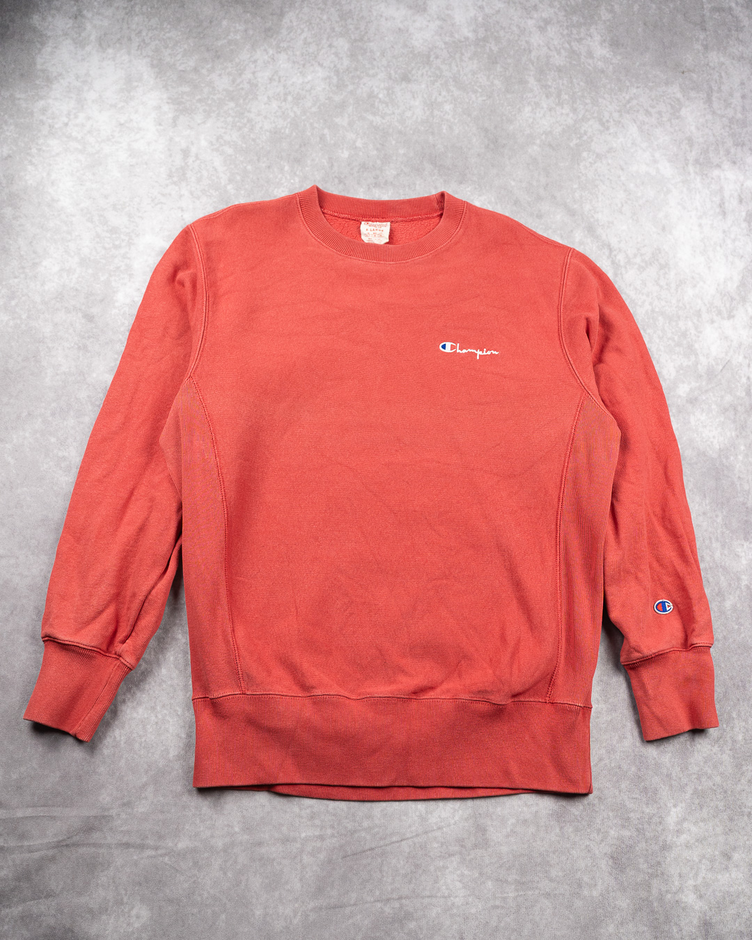 Vintage Faded Champion Red Reverse Weave Sweatshirt - XL Embroidered Logo