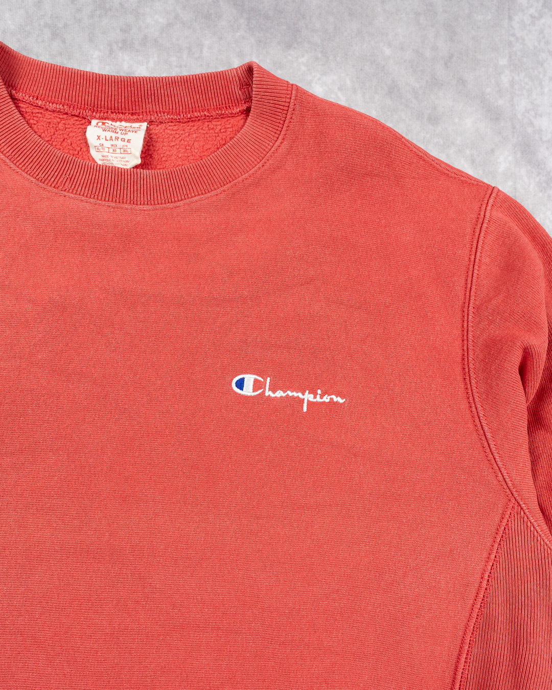 Vintage Faded Champion Red Reverse Weave Sweatshirt - XL Embroidered Logo image 2